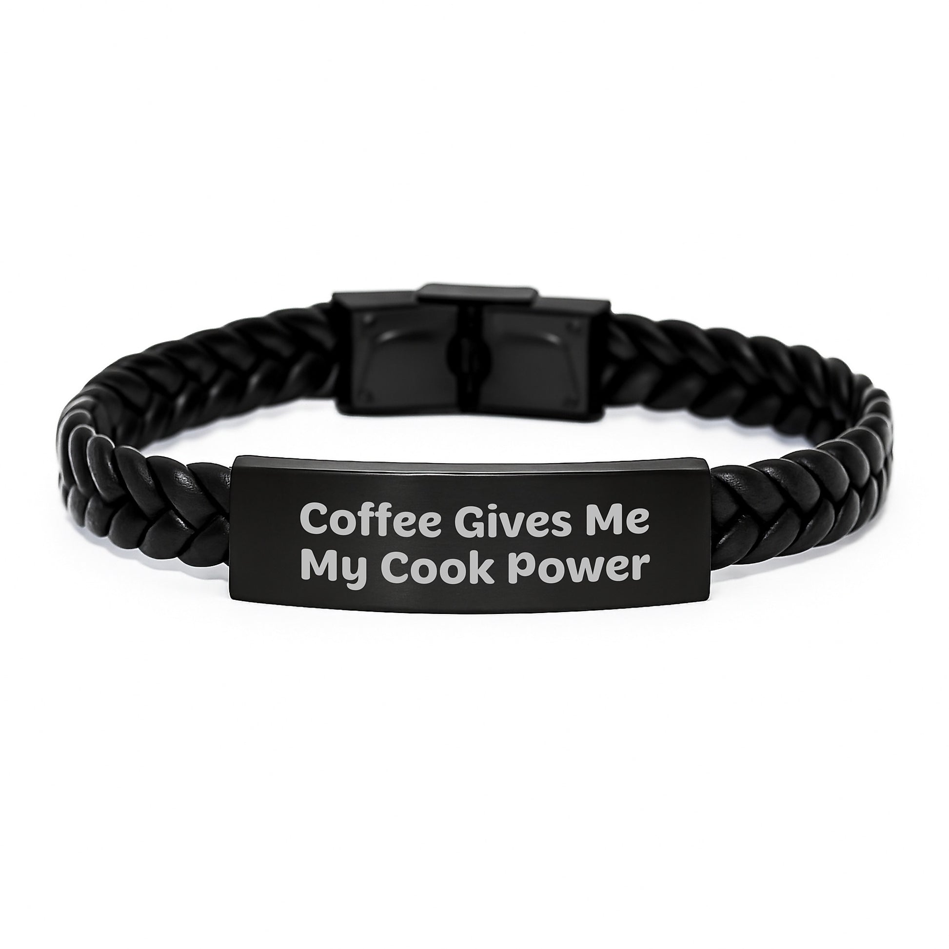 Coffee Gives Me My Cook Power, Unique Gifts for Cook, Interlaced Leather Bracelet for Men Women Friends Family, Christmas Unique Presents - Image 1