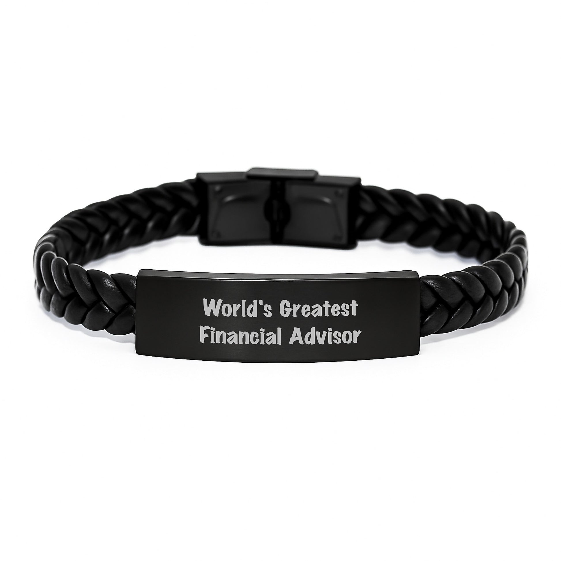Funny World's Greatest Financial Advisor Interlaced Leather Bracelet Gifts for Financial Advisors Men from Family on Father's Day - Image 1