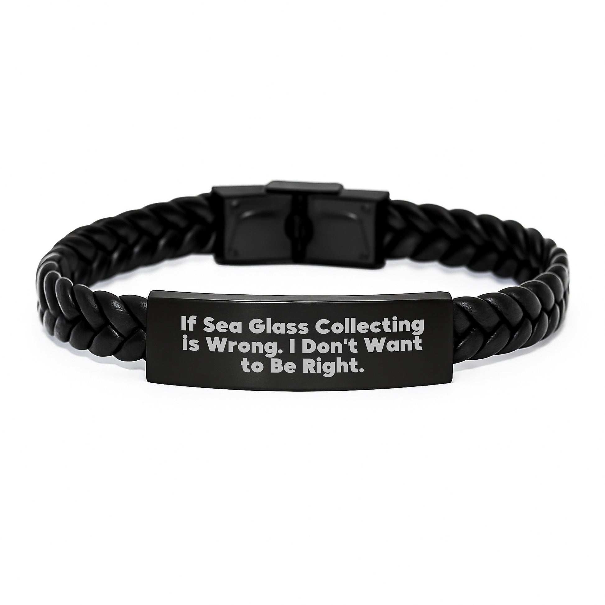 Sea Glass Collecting Gifts for Her, Funny Interlaced Leather Bracelet from Friends to Coworkers, Inspirational Quote for Graduation Unique Gifts - Image 1