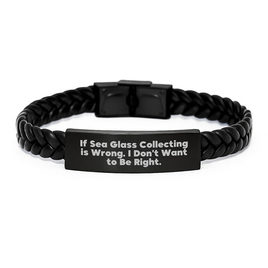 Sea Glass Collecting Gifts for Her, Funny Interlaced Leather Bracelet from Friends to Coworkers, Inspirational Quote for Graduation Unique Gifts - Image 1