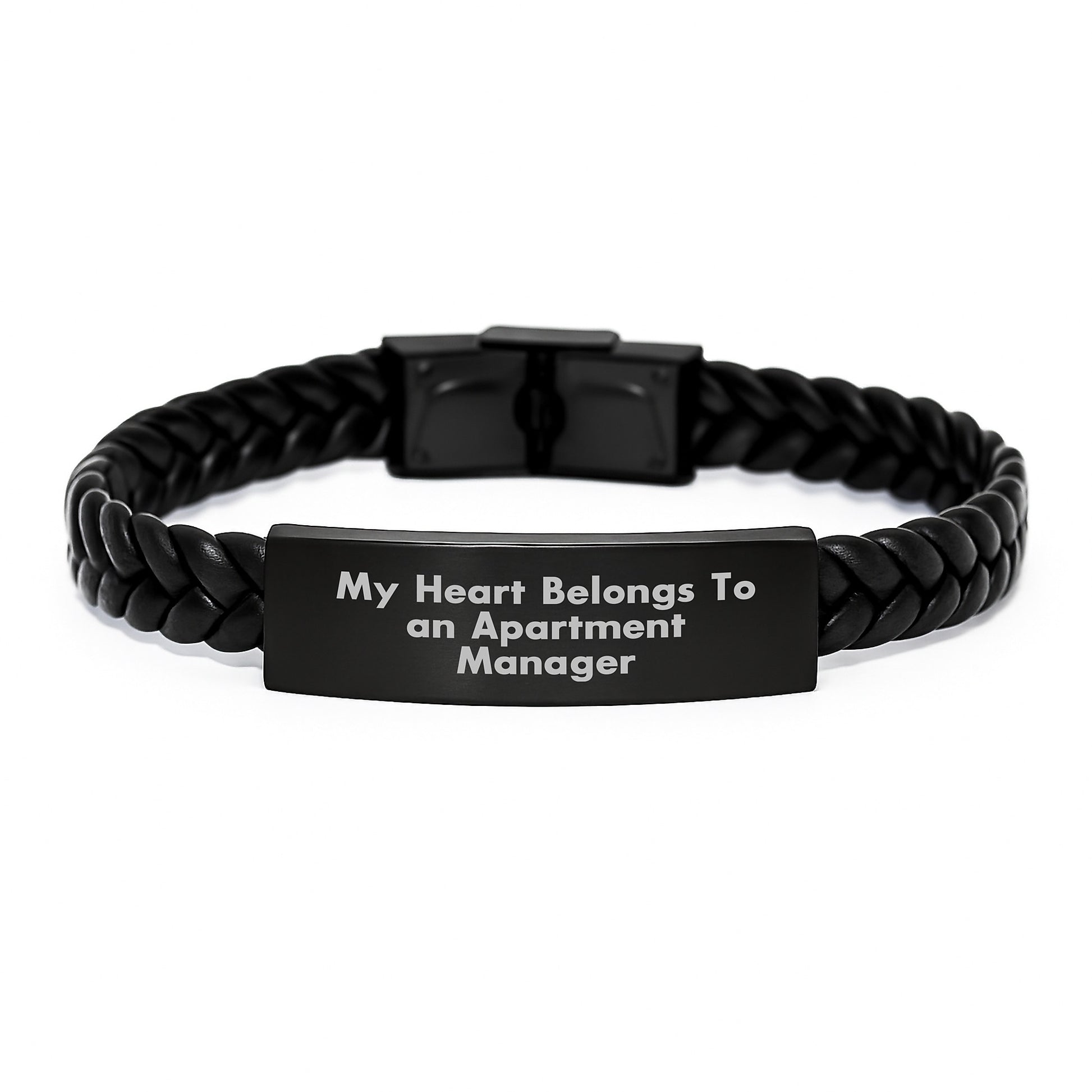 Funny Gifts for Apartment Manager, Interlaced Leather Bracelet with Stainless Steel and PU Leather, 'My Heart Belongs To An Apartment Manager' Christmas Unique Gifts from Friends - Image 1
