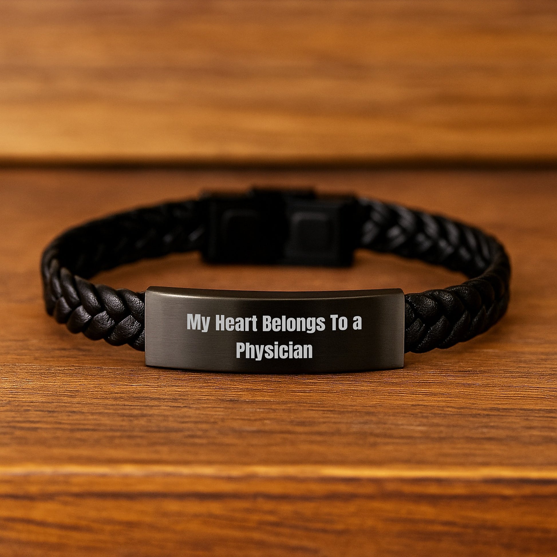 Funny Interlaced Leather Bracelet Gifts for Physicians from Friends and Family - 'My Heart Belongs To A Physician' Christmas Unique - Image 2