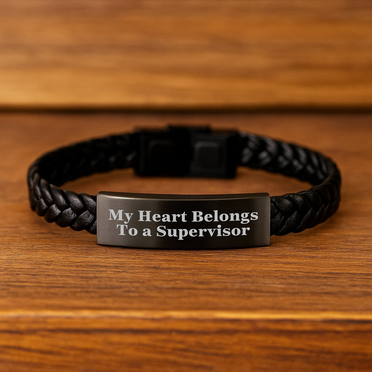 Funny Supervisor Gifts from Men to Supervisor, Unique Interlaced Leather Bracelet My Heart Belongs To A Supervisor, Christmas Unique Presents for Supervisor - Image 2