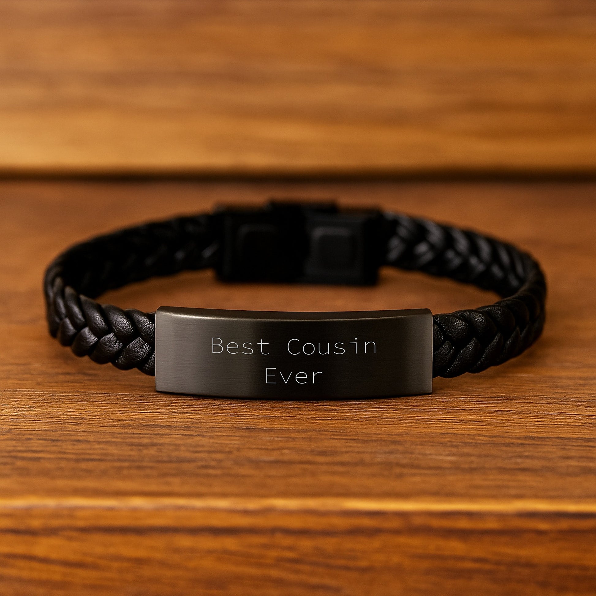 Funny Cousin Gifts, Best Cousin Ever Interlaced Leather Bracelet for Men, Unique Graduation Gifts from Family to Cousin, 7.87 inches Long - Image 2
