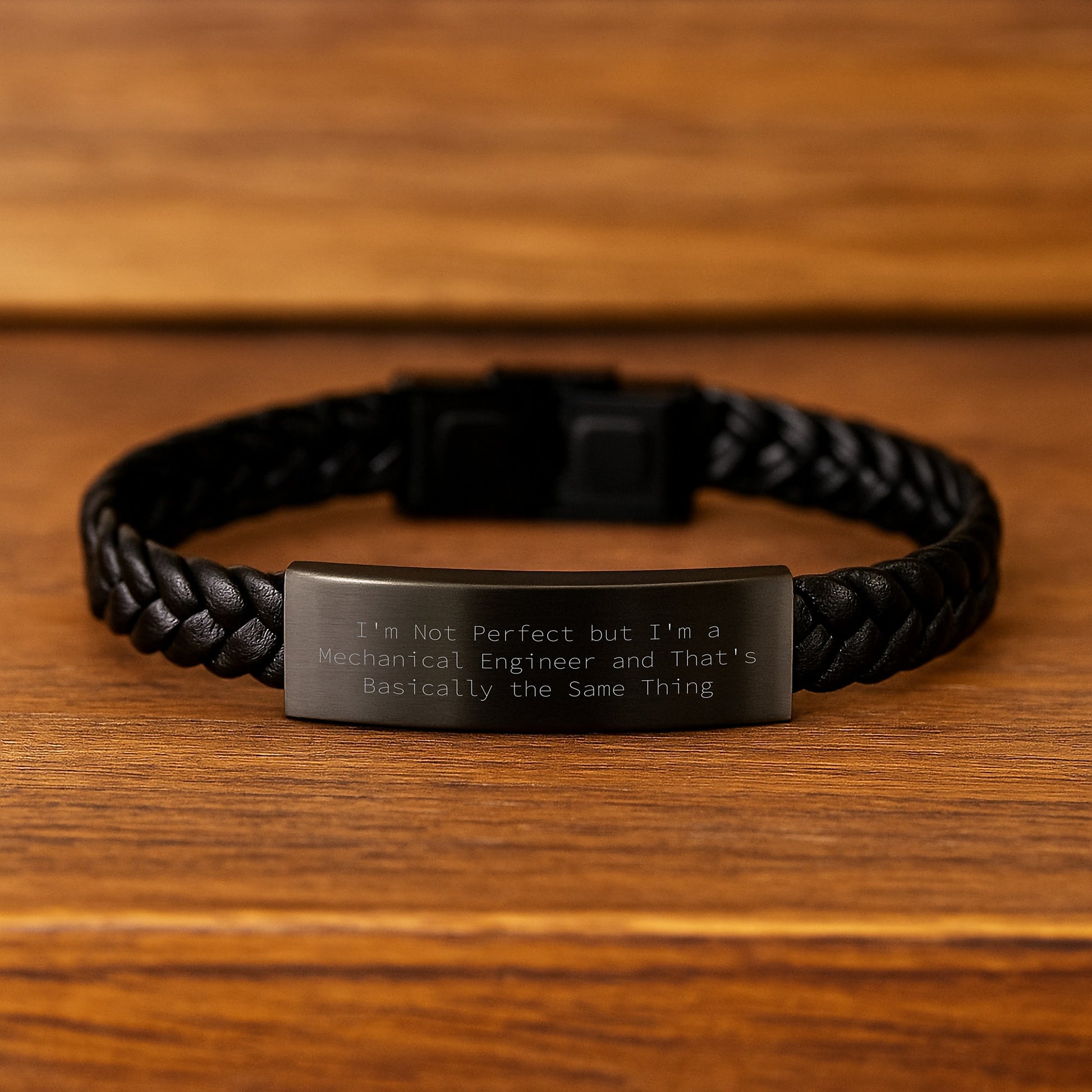 Funny Mechanical Engineer Gifts, Interlaced Leather Bracelet for Men, 'I'm Not Perfect But I'm A Mechanical Engineer' Christmas Unique Gifts for Him - Image 2