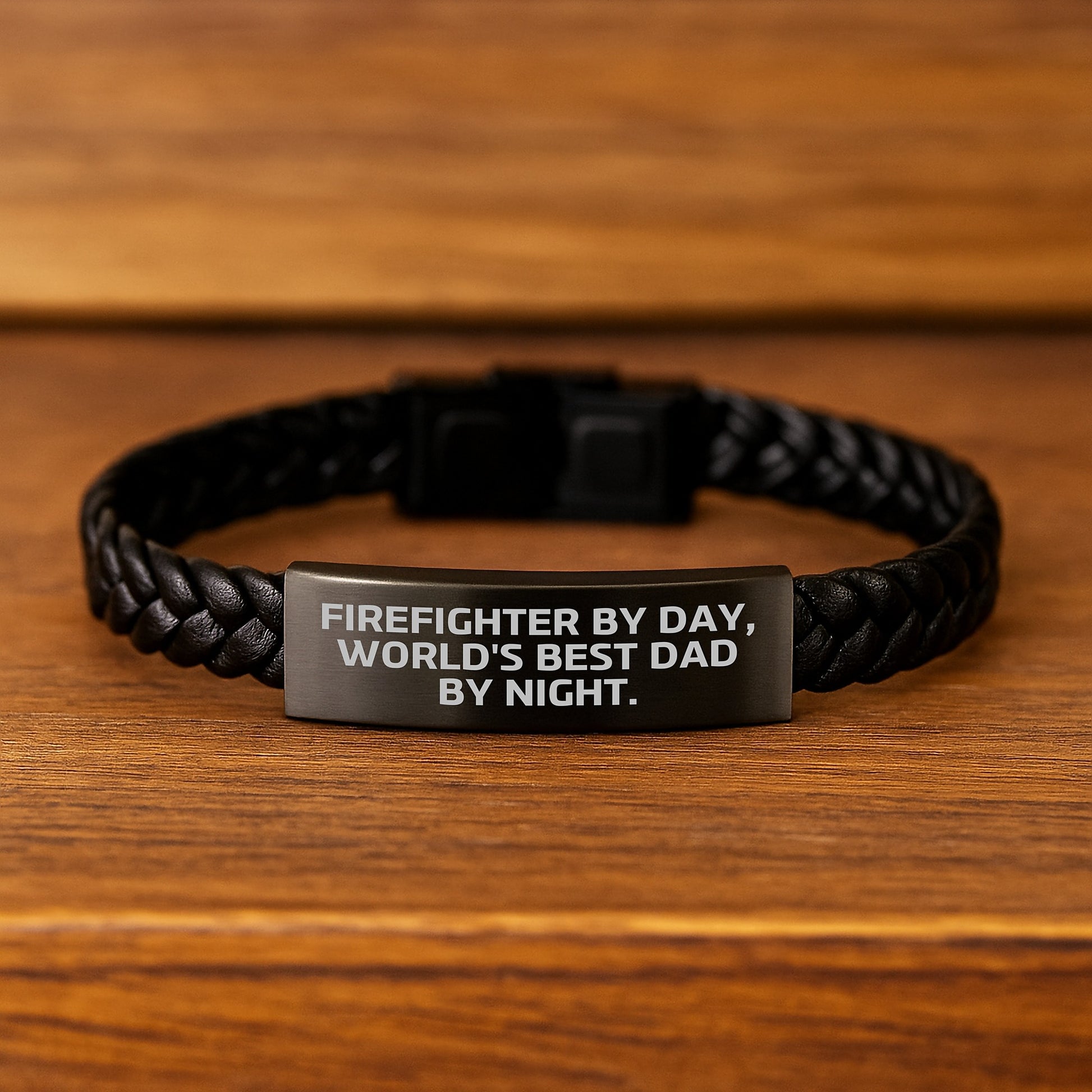 Firefighter Gifts from Dad to Heroes - Interlaced Leather Bracelet, Funny Quote, Birthday Unique Gifts for Men - Image 2
