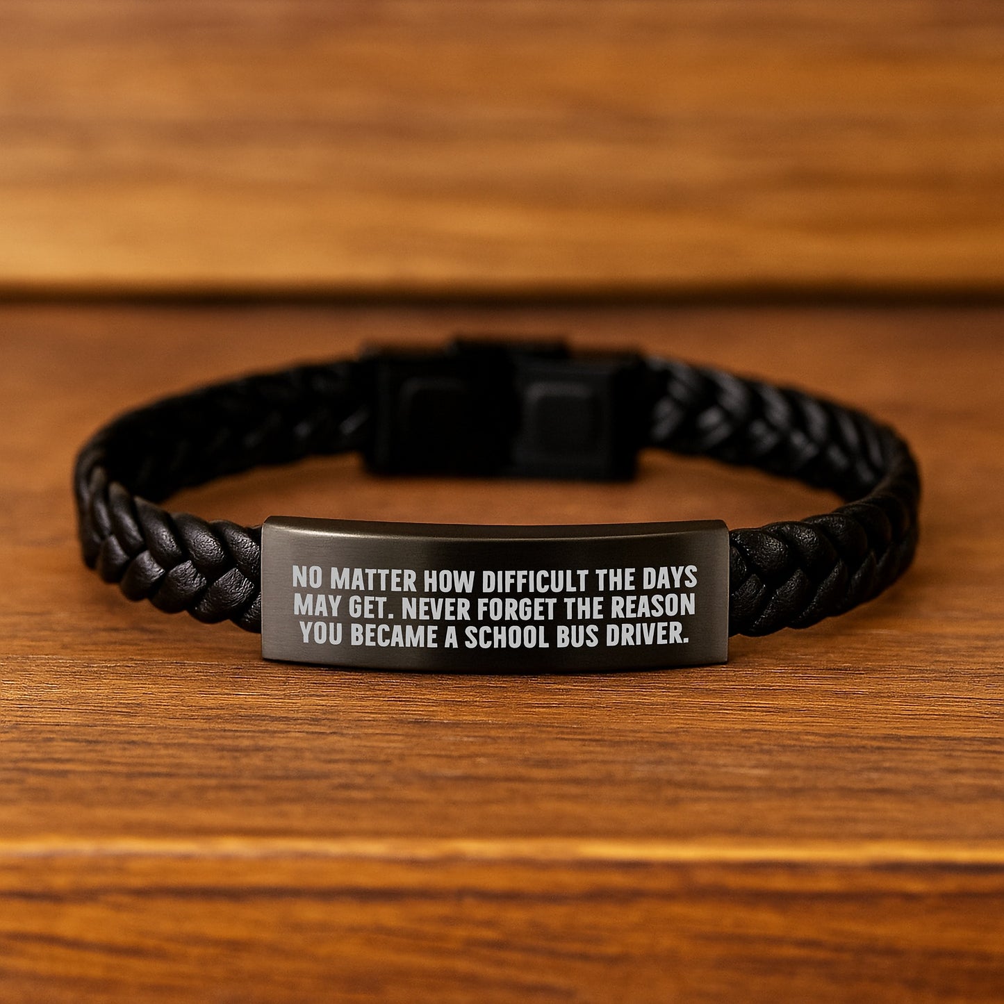 Funny School Bus Driver Gifts - Inspirational Interlaced Leather Bracelet for Men and Women from Family - Never Forget the Reason You Became a School Bus Driver - Image 2