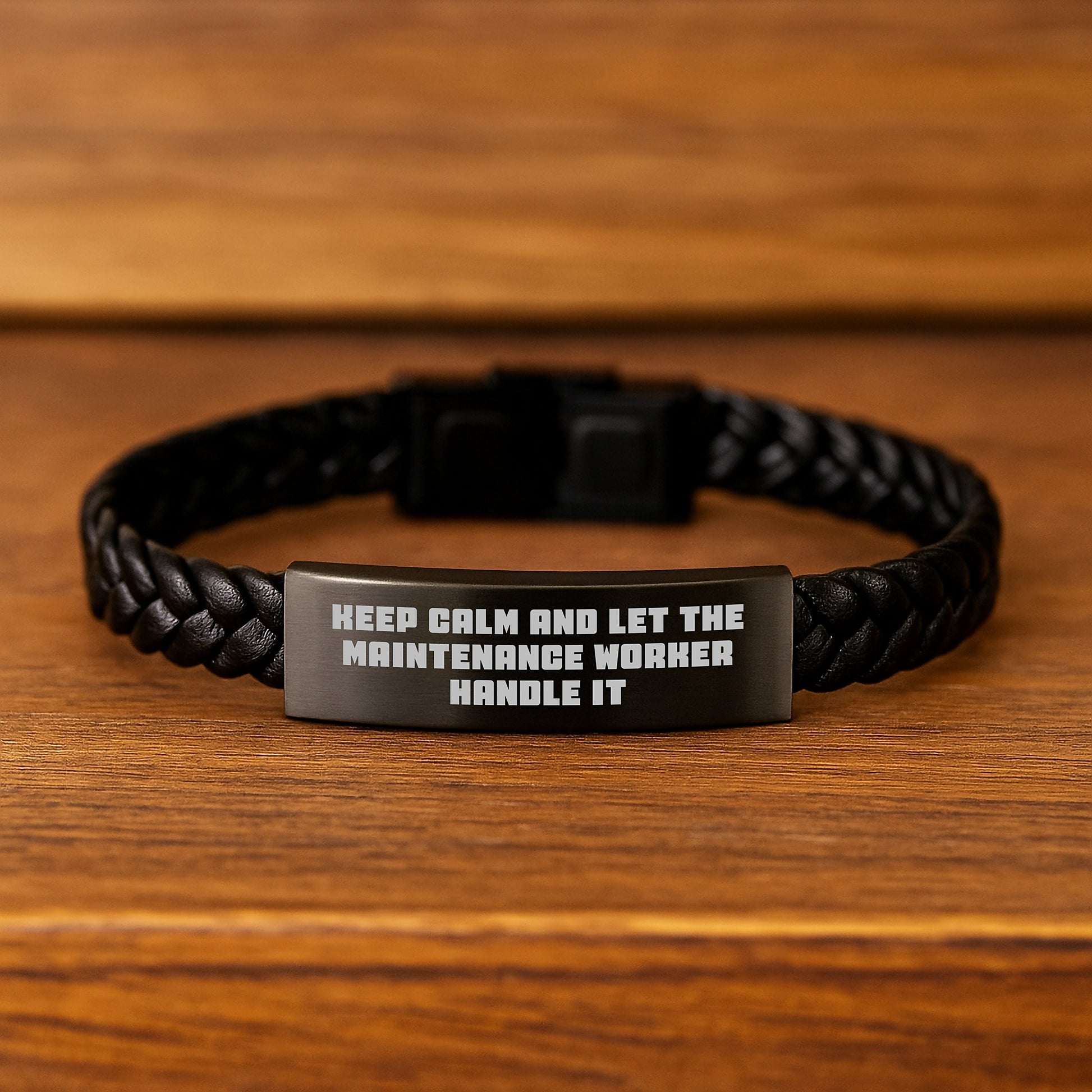 Funny Maintenance Worker Gifts, Christmas Unique Gifts for Men, Interlaced Leather Bracelet with Stainless Steel and PU Leather, Gifts from Friends to Maintenance Worker - Image 2