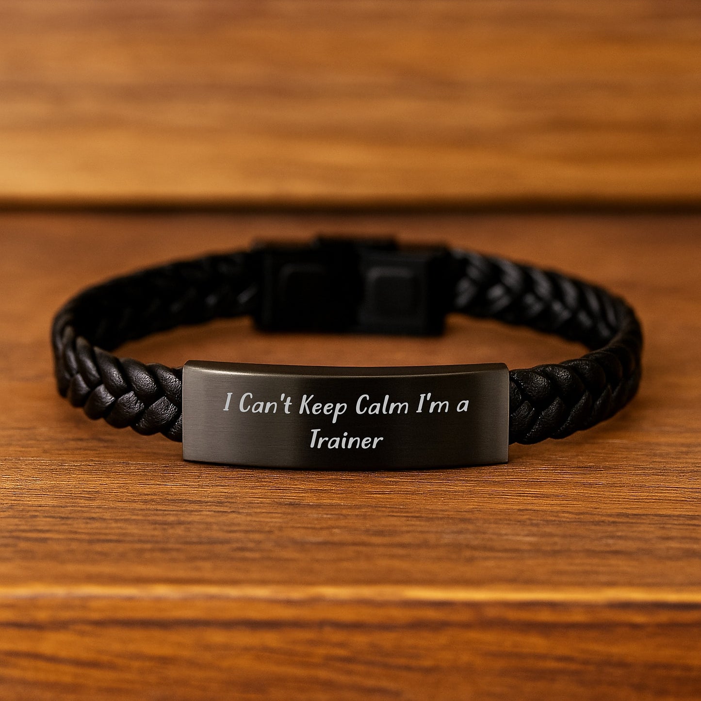 I'm A Trainer Gifts from Men Friends to Trainer Christmas Unique Gifts, Trainer Interlaced Leather Bracelet, I Can't Keep Calm I'm A Trainer Funny Quote - Image 2