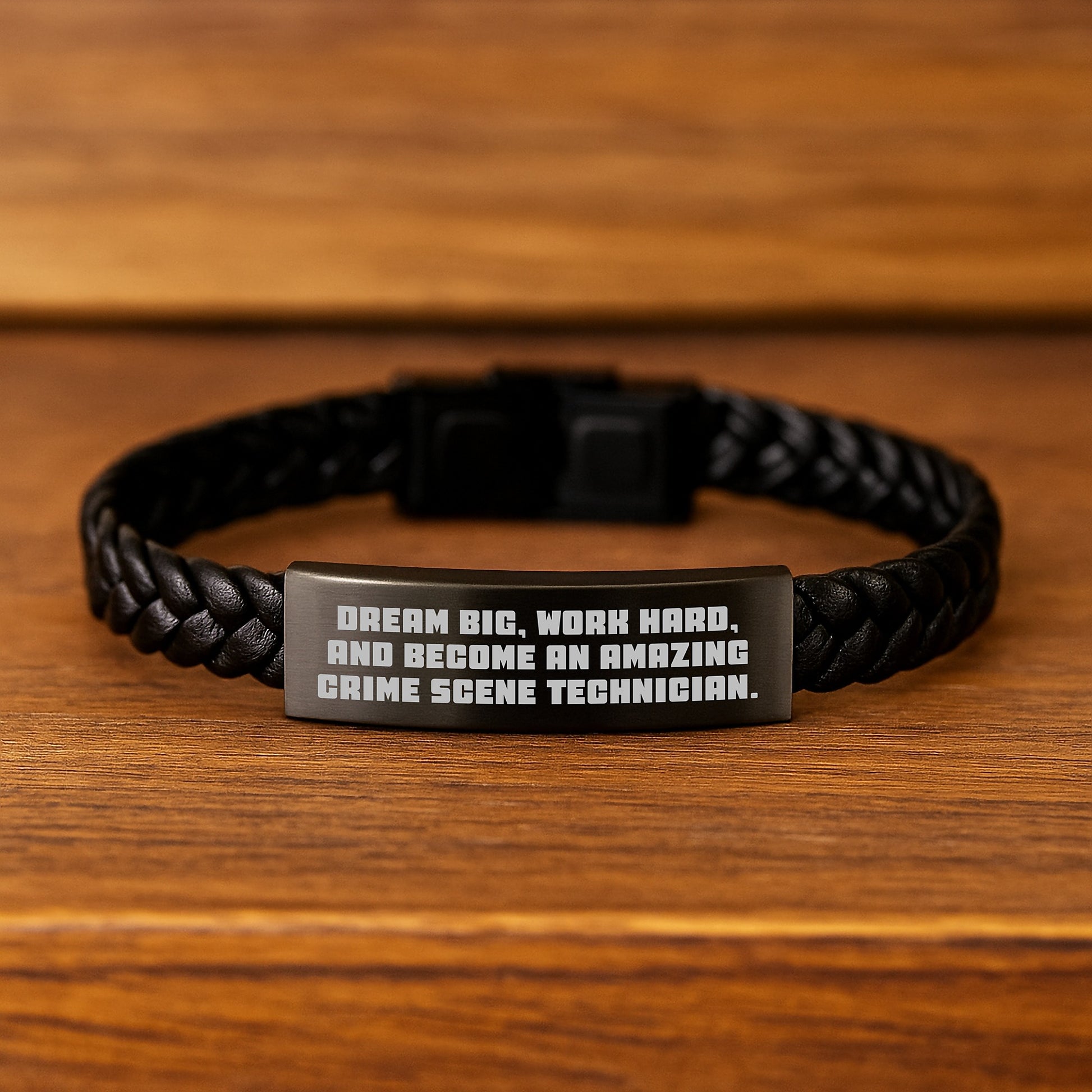 Gifts from Friends for Crime Scene Technician - Dream Big Interlaced Leather Bracelet Birthday Unique - Image 2