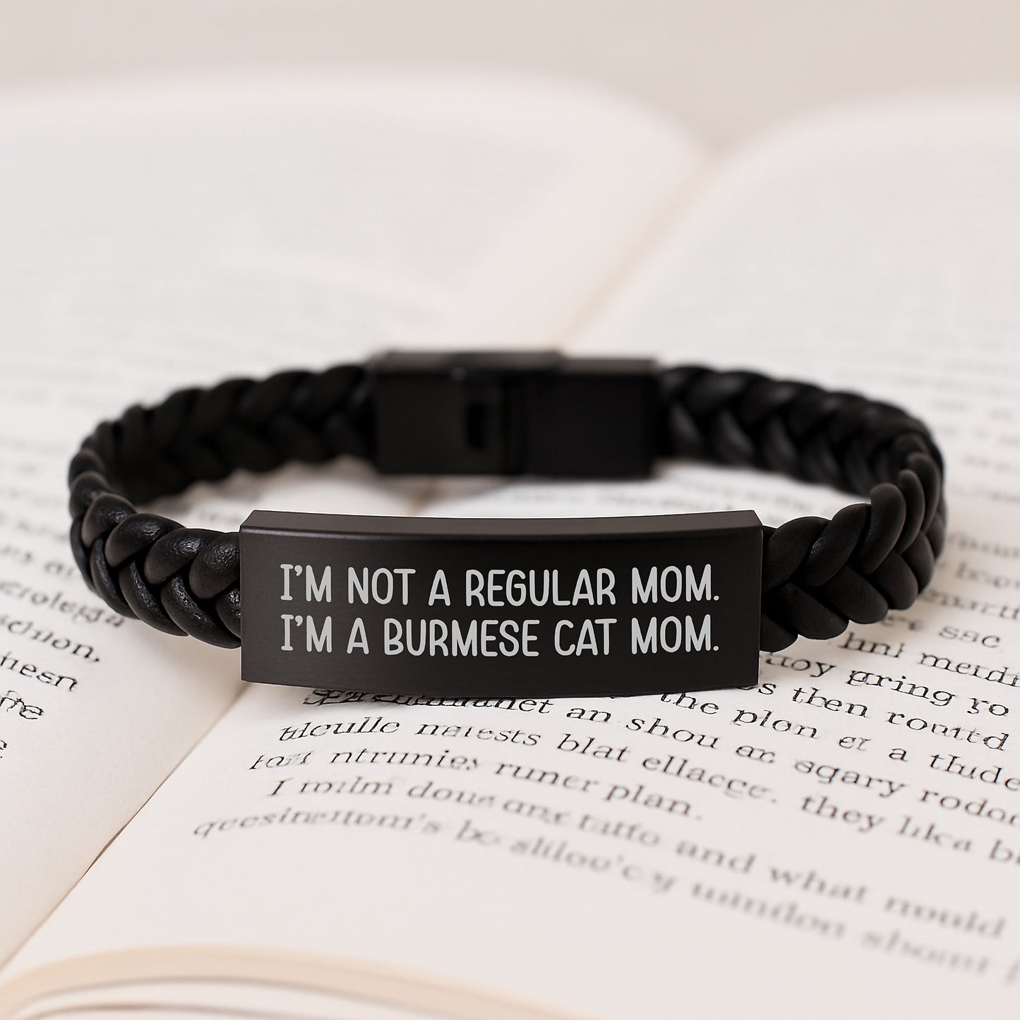 Funny Burmese Cat Mom Gifts from Men to Family - Christmas Unique Interlaced Leather Bracelet - Image 3