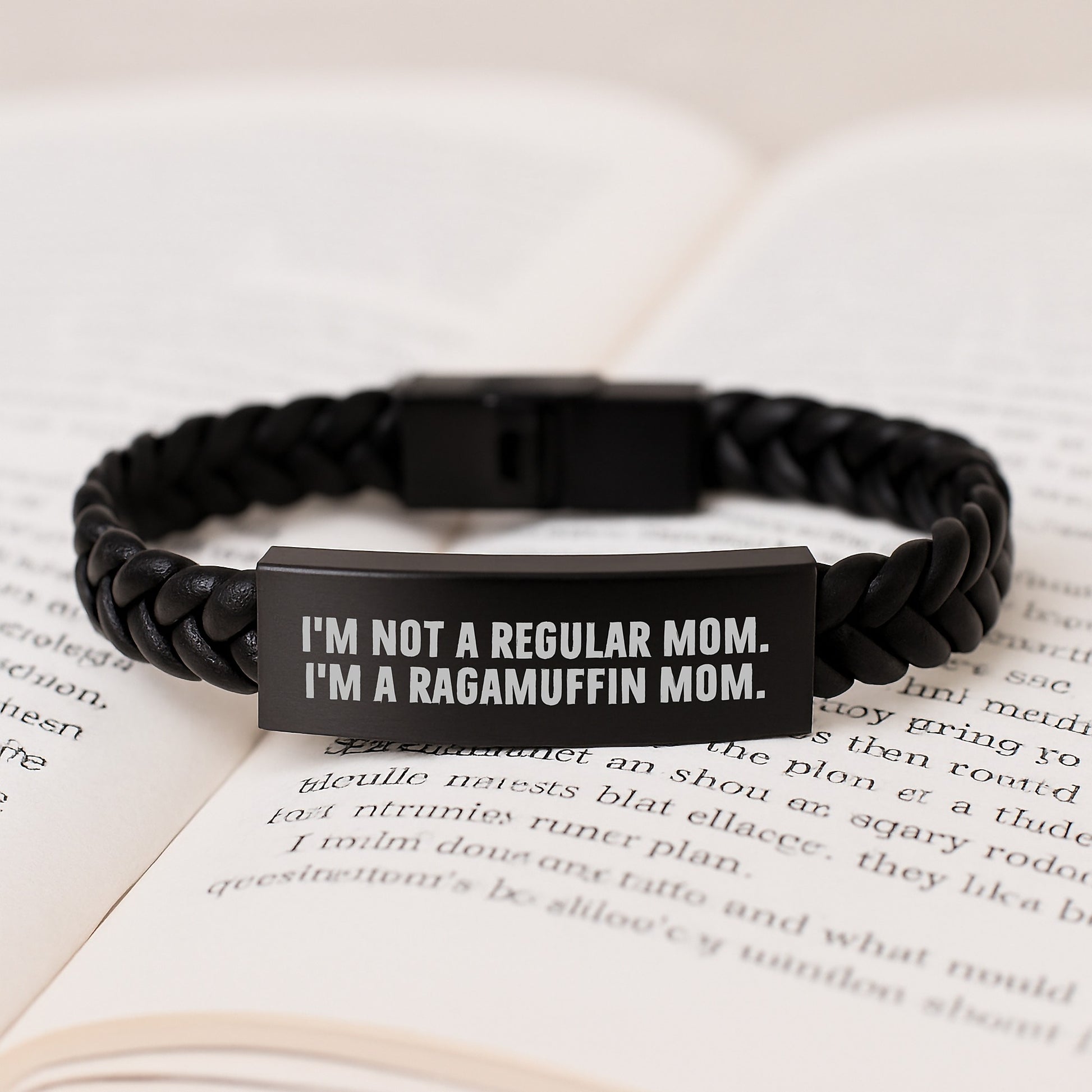 Ragamuffin Cat Mom Funny Interlaced Leather Bracelets Gifts for Women Friends Family from Mom - Inspirational Quote - Image 3