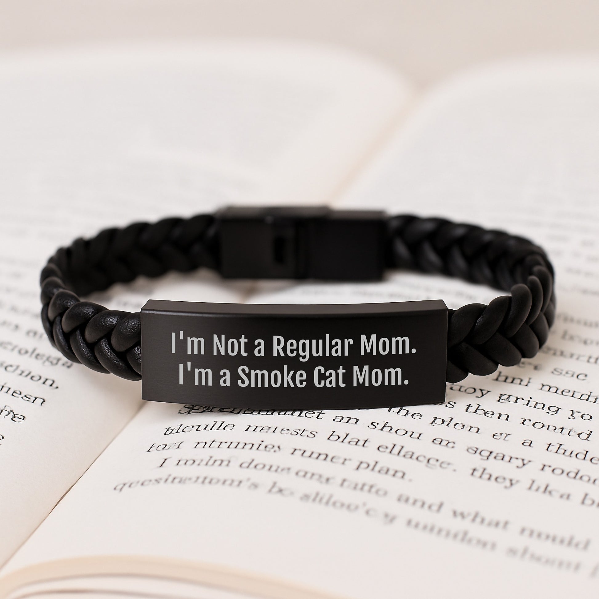 Funny Smoke Cat Mom Interlaced Leather Birthday Unique Gift for Dad Friends from Family - Image 3
