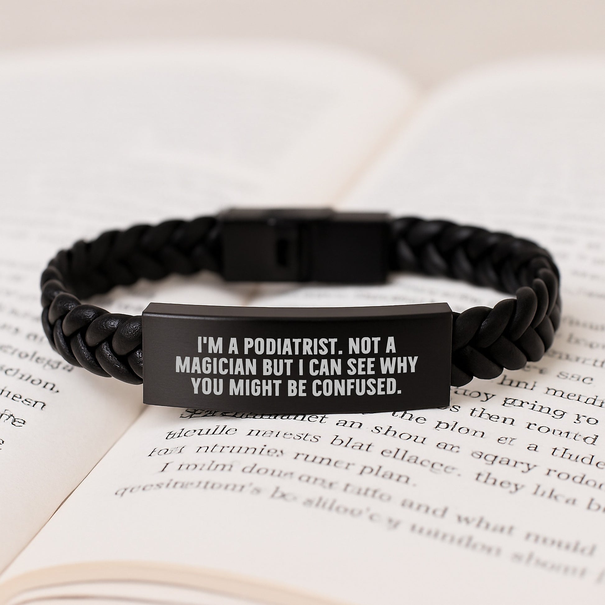 Funny Podiatrist Gifts from Friends, Inspirational Interlaced Leather Bracelet for Graduation Unique Gifts, Gifts for Podiatrist Men - Image 3