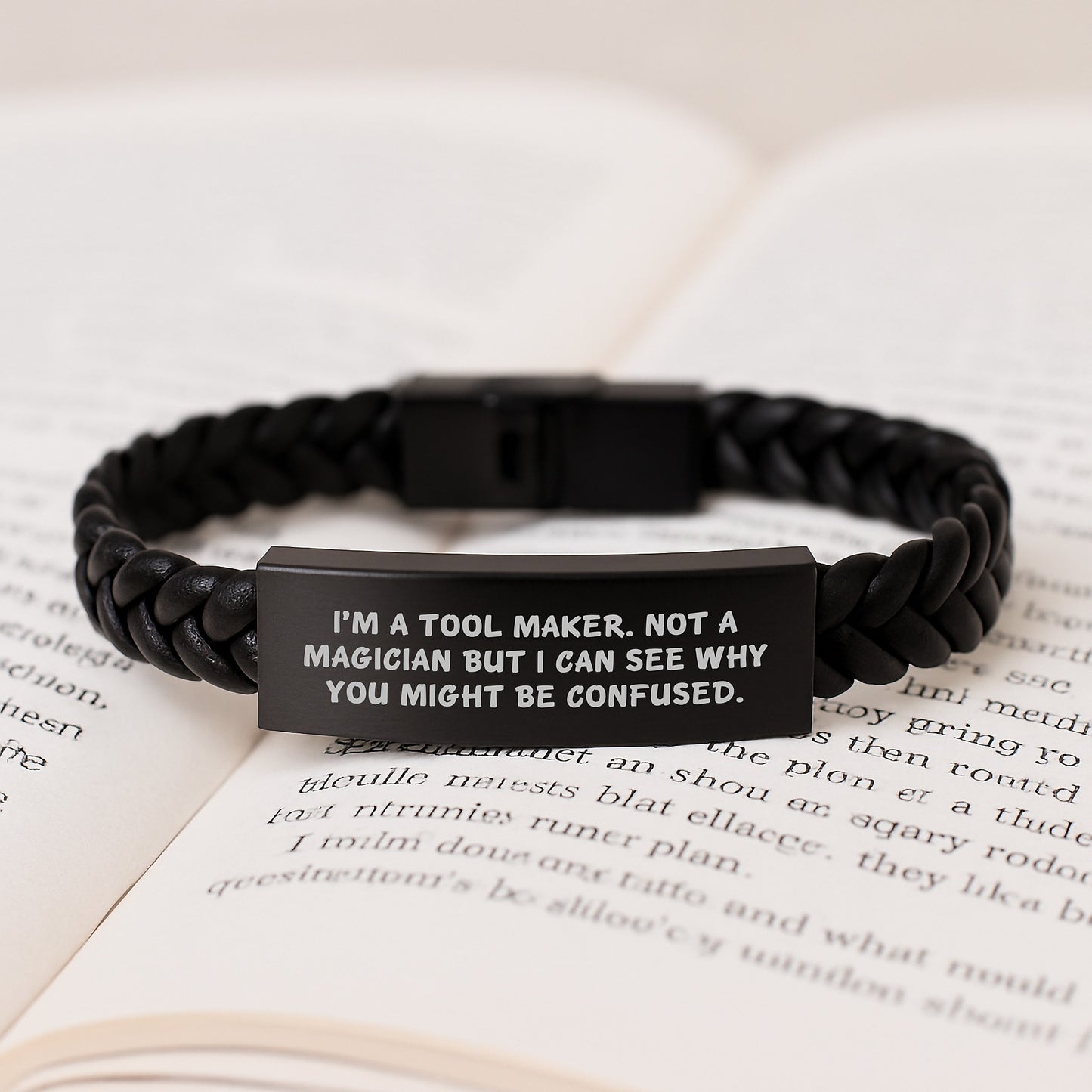 Funny Tool Maker Gifts from Friends - Interlaced Leather Bracelet, Gift for Tool Maker, Christmas Unique Gifts for Men - Image 3