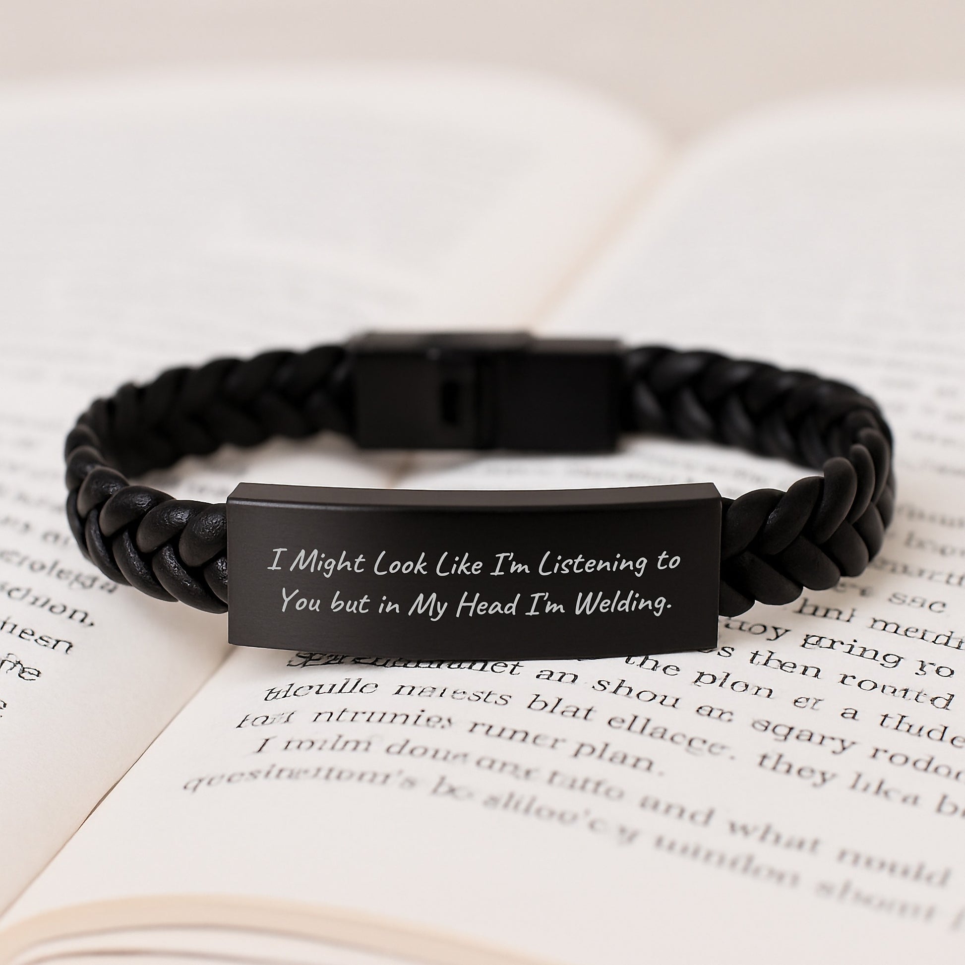 Welding Humor Gifts from Friends, Funny Interlaced Leather Bracelet, Gifts for Men Welding Enthusiasts on Their Birthday, Engraved Stainless Steel - Image 3
