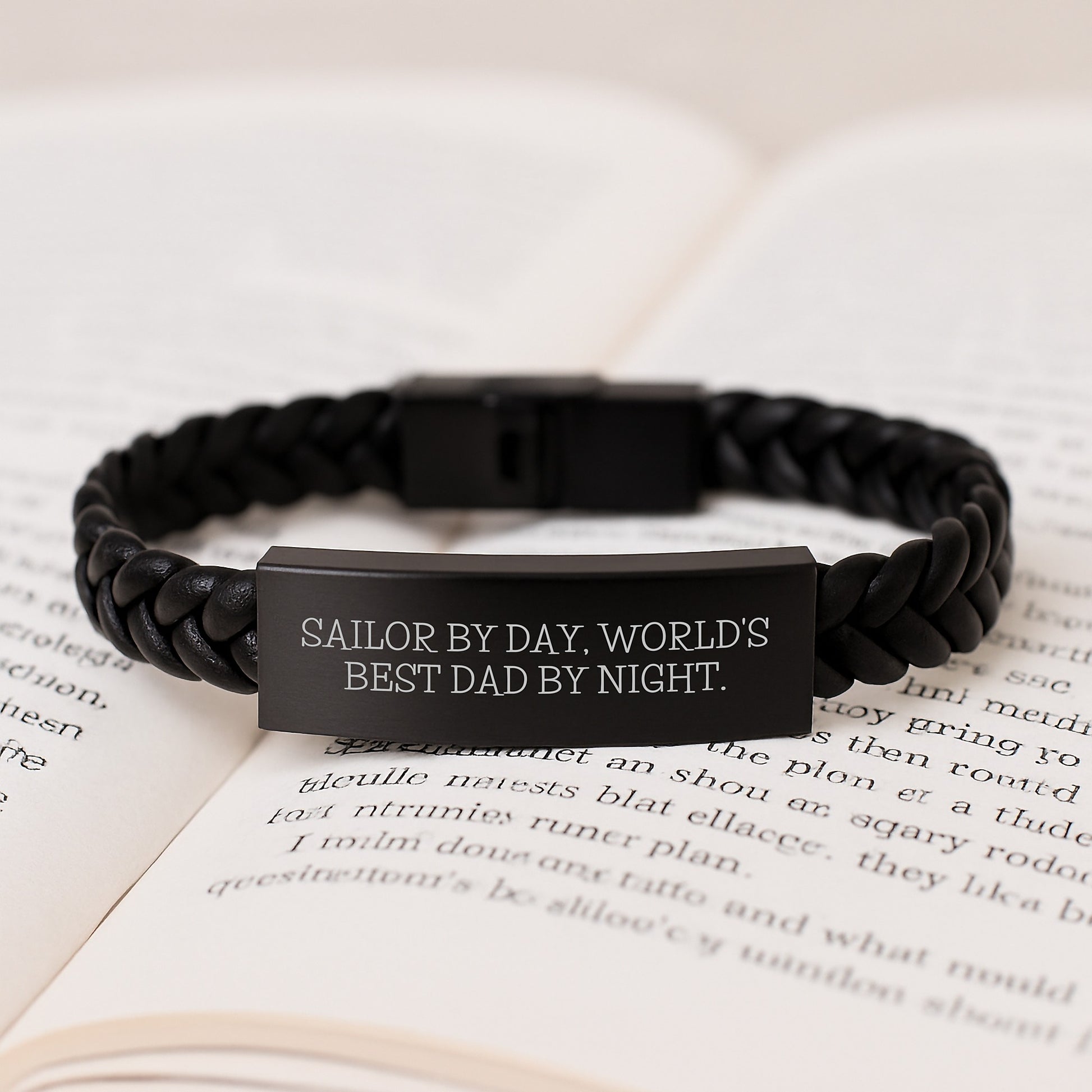 Funny Sailor Gifts for Him - Sailor By Day World's Best Dad By Night Interlaced Leather Bracelet for Birthday Unique Gifts from Family, Coworkers, Friends - Image 3