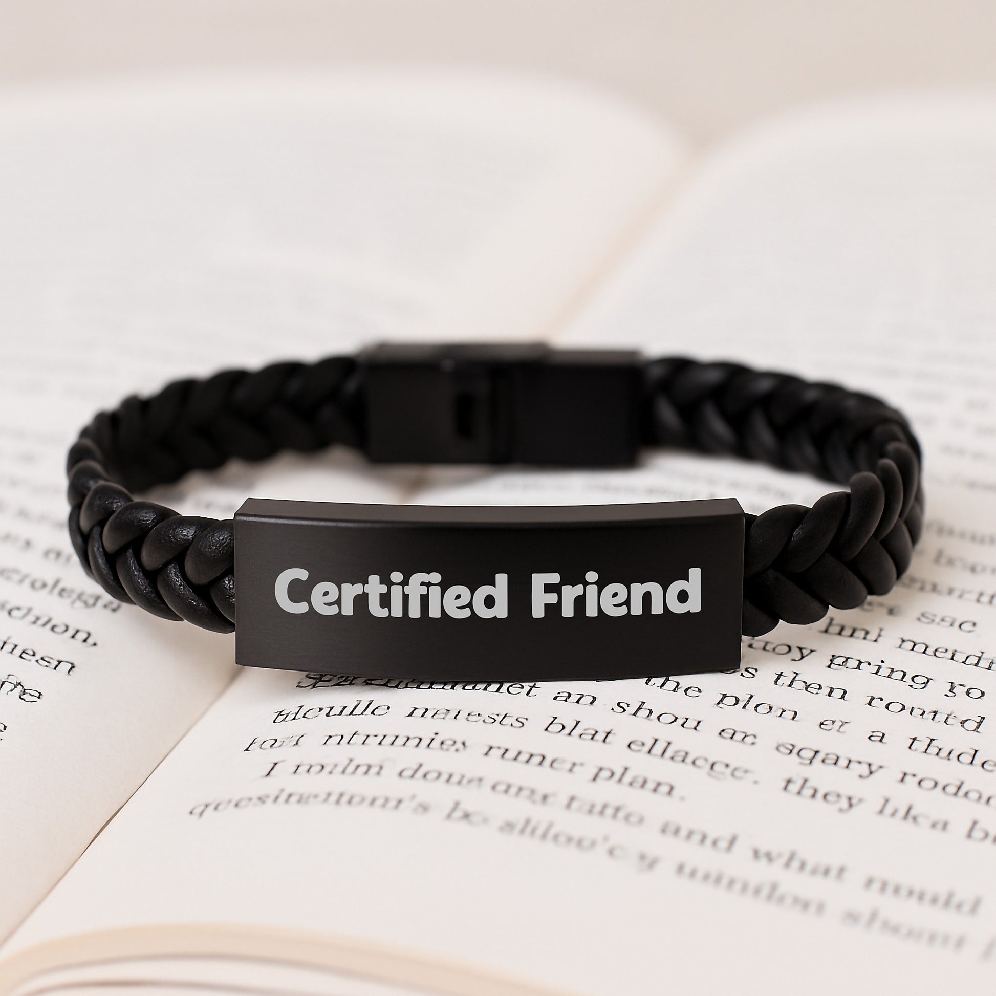 Funny 'You're a Certified Friend' Interlaced Leather Bracelet, Gifts for Friend, Christmas Unique Gifts, Friend Gifts from Men, Women, Friends, Coworkers - Image 3