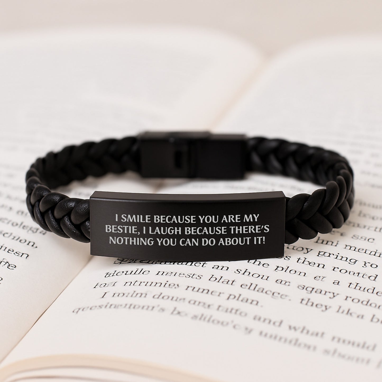 Funny Bestie Gifts for Men Women Friends from Bestie to Show You Care Graduation Unique Gifts Interlaced Leather Bracelet - Image 3