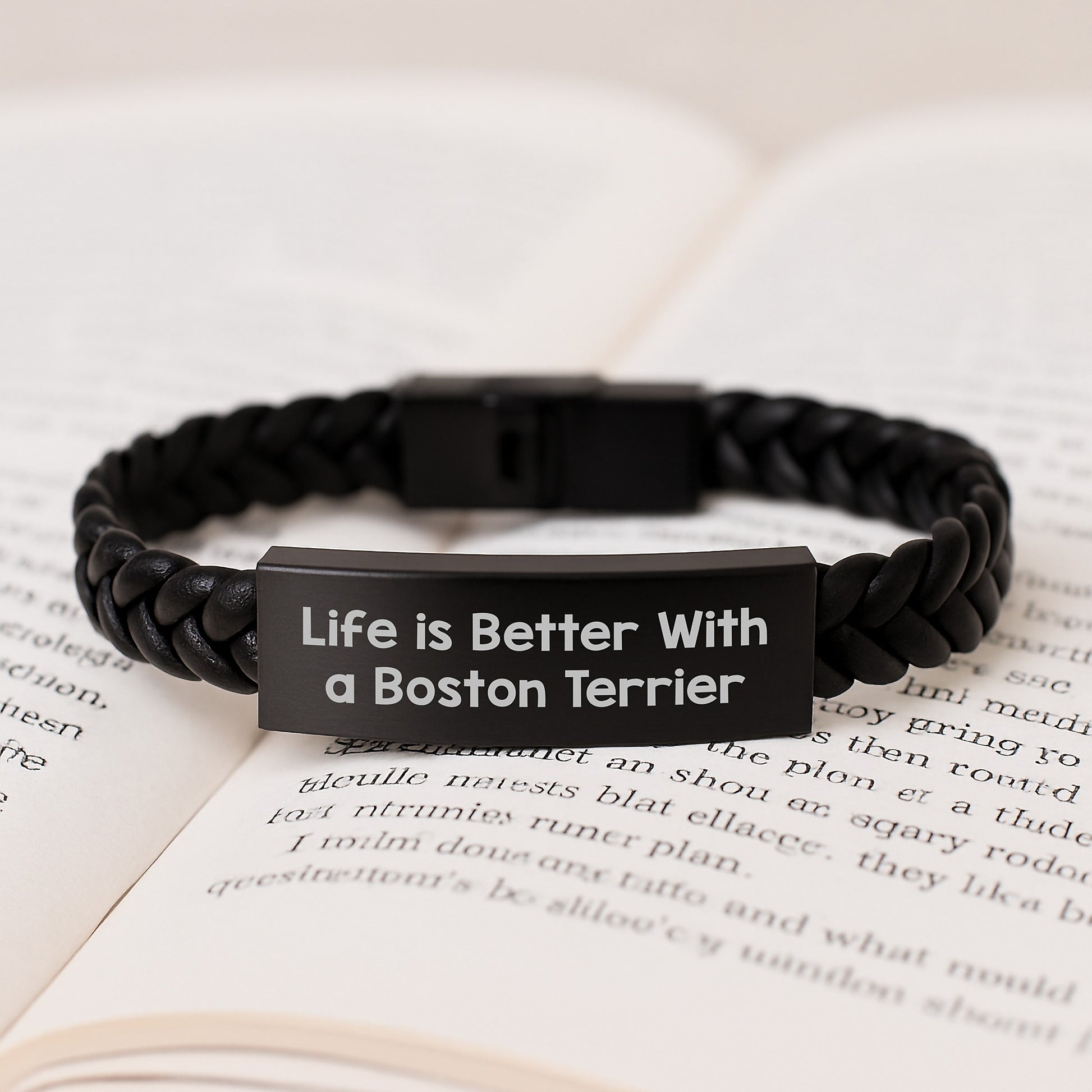 Boston Terrier Dog Gifts, Life Is Better With A Boston Terrier, Interlaced Leather Bracelet, Unique Graduation Gifts for Men, Women, Family, Friends - Gifts from Mom, Dad, Siblings, Coworkers - Image 3