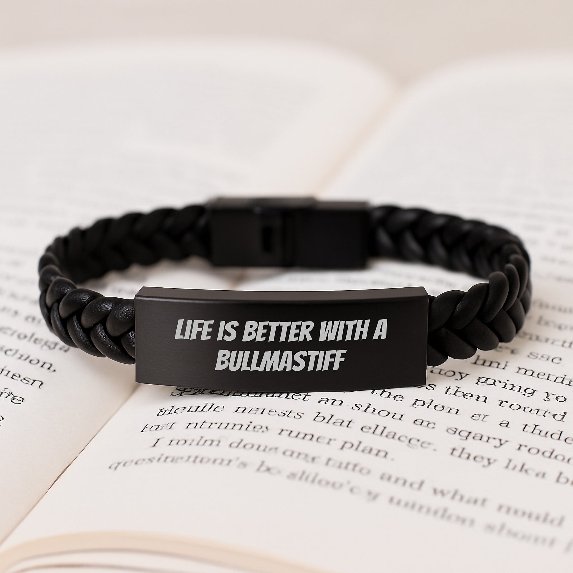 Bullmastiff Dog Lovers Unite! Life Is Better With A Quote Interlaced Leather Graduation Gift for Friends, Family, and Coworkers - Gifts from Men, Women, and Family - Image 3