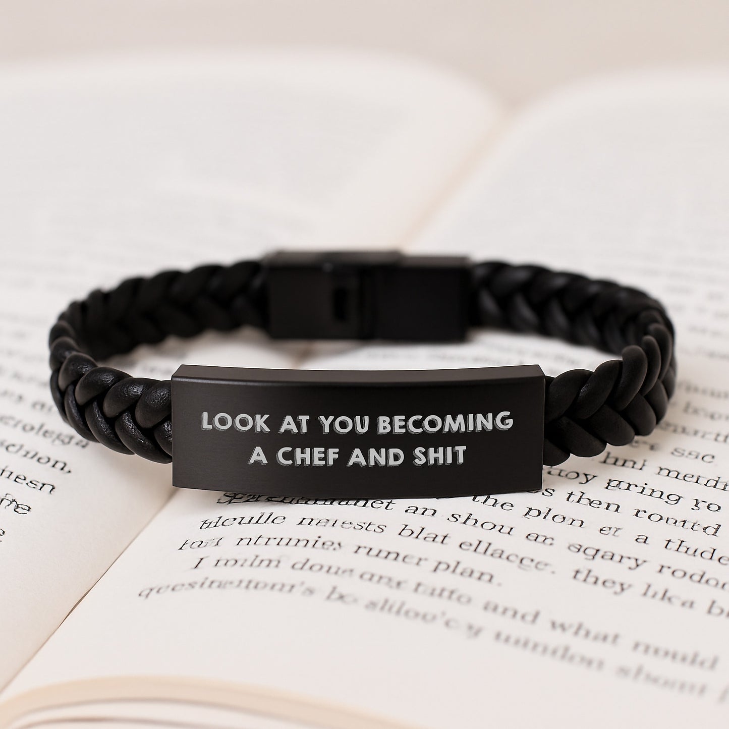Funny Chef Leather Bracelet, Gifts from Men to Chef Friends, Unique Interlaced Leather Gift for Chef, Mother's Day Unique Gifts - Image 3