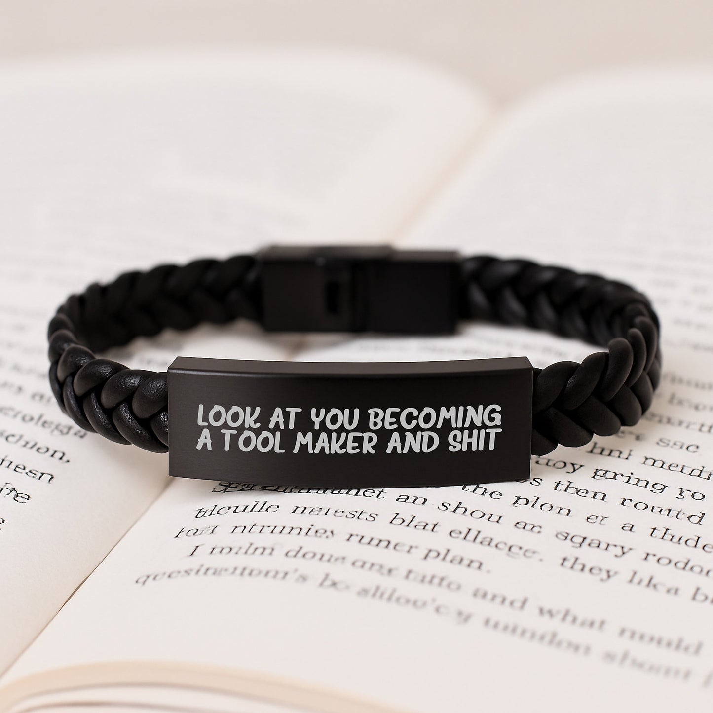 Gifts for Tool Makers, Funny Interlaced Leather Bracelet, Stainless Steel and PU Leather, Graduation Unique Gifts for Him, Tool Maker Friend from Family - Image 3