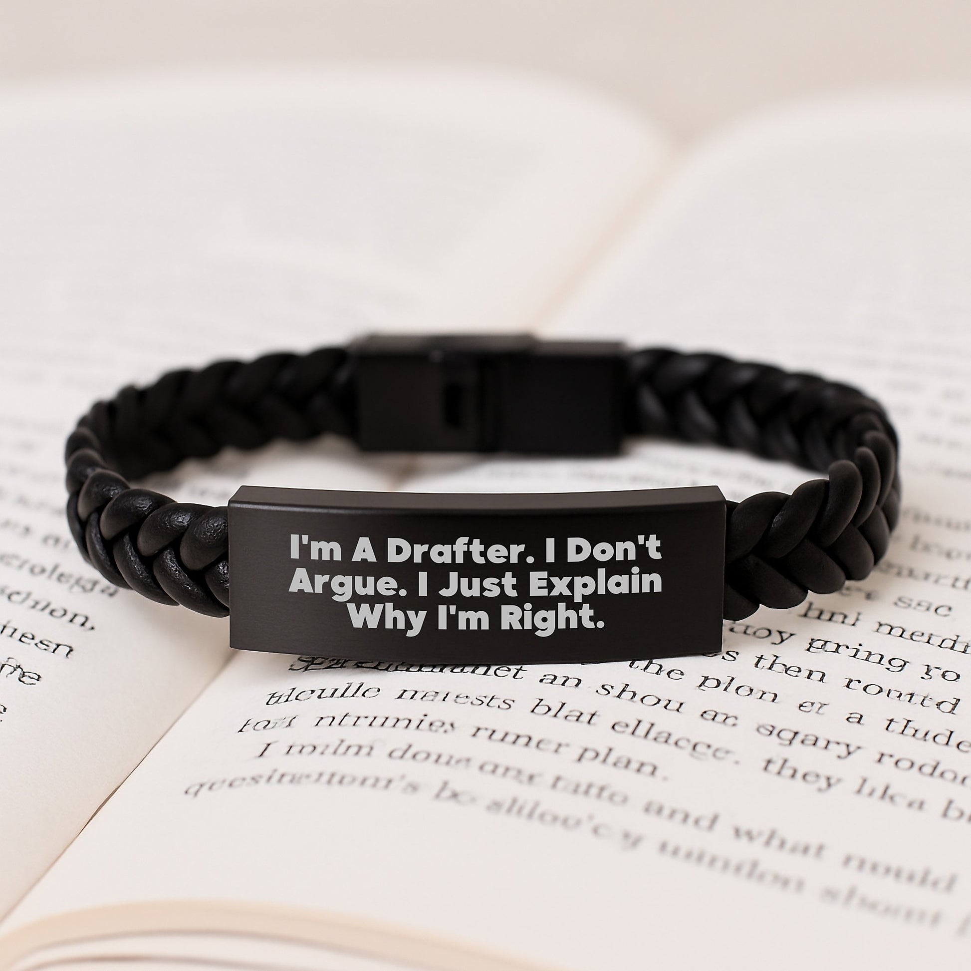 Funny Drafter Quote Interlaced Leather Bracelet Gifts from Family to Drafter on Mother's Day - Image 3