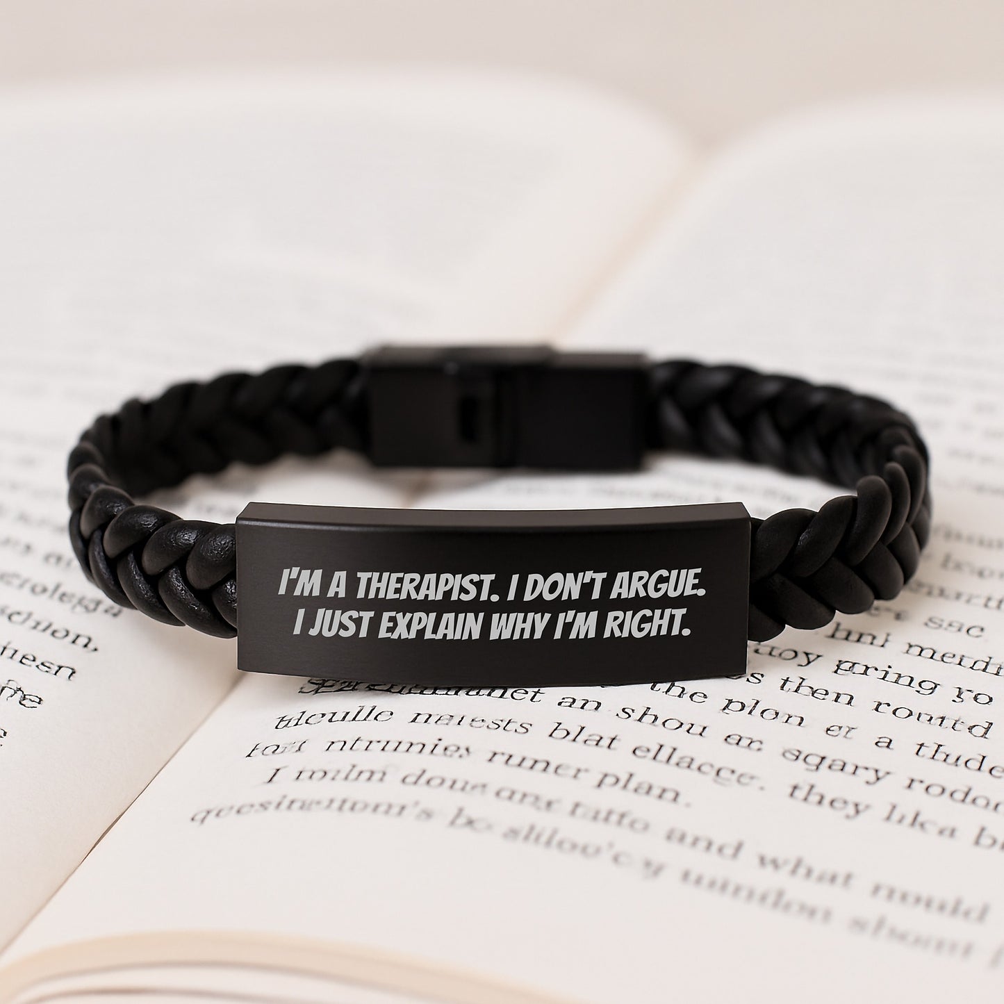 Funny Therapist Gifts from Coworkers, Inspirational Interlaced Leather Bracelet for Graduation, I'm Right Quote Therapist Men's Jewelry - Image 3
