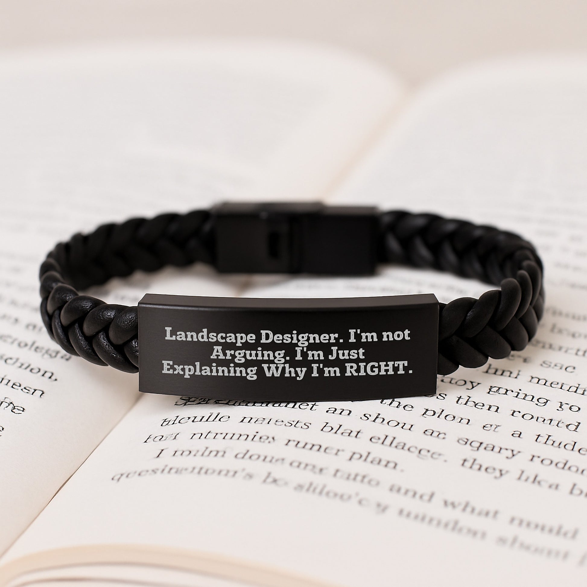 Funny Landscape Designer Gifts from Men, Interlaced Leather Bracelet, Mother's Day Unique Gifts for Landscape Designers, I'm Right Quote Engraved Stainless Steel - Image 3