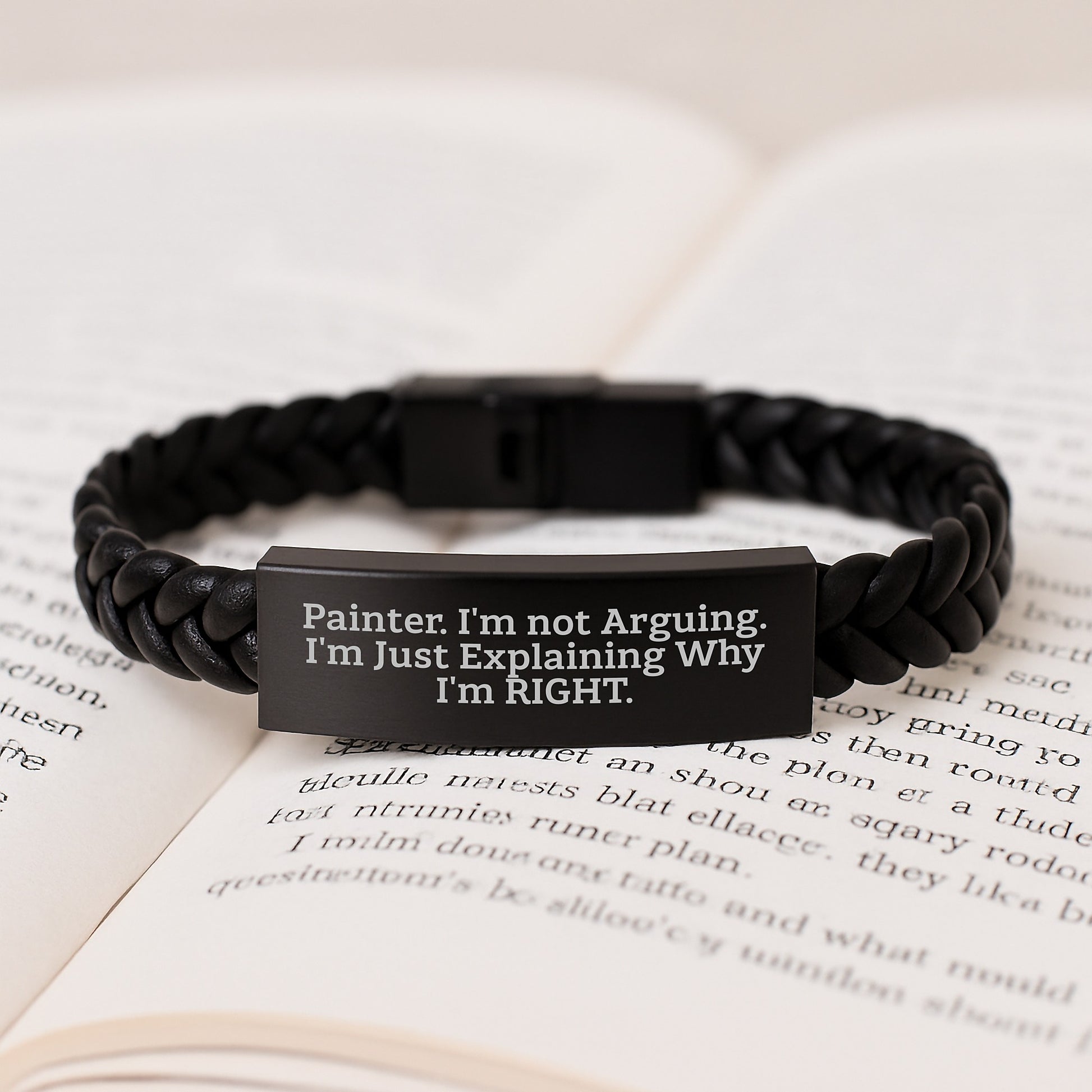 Gifts from Friends to Painter with Funny Quote Interlaced Leather Bracelet for Graduation, Unique Men's Accessories - Image 3