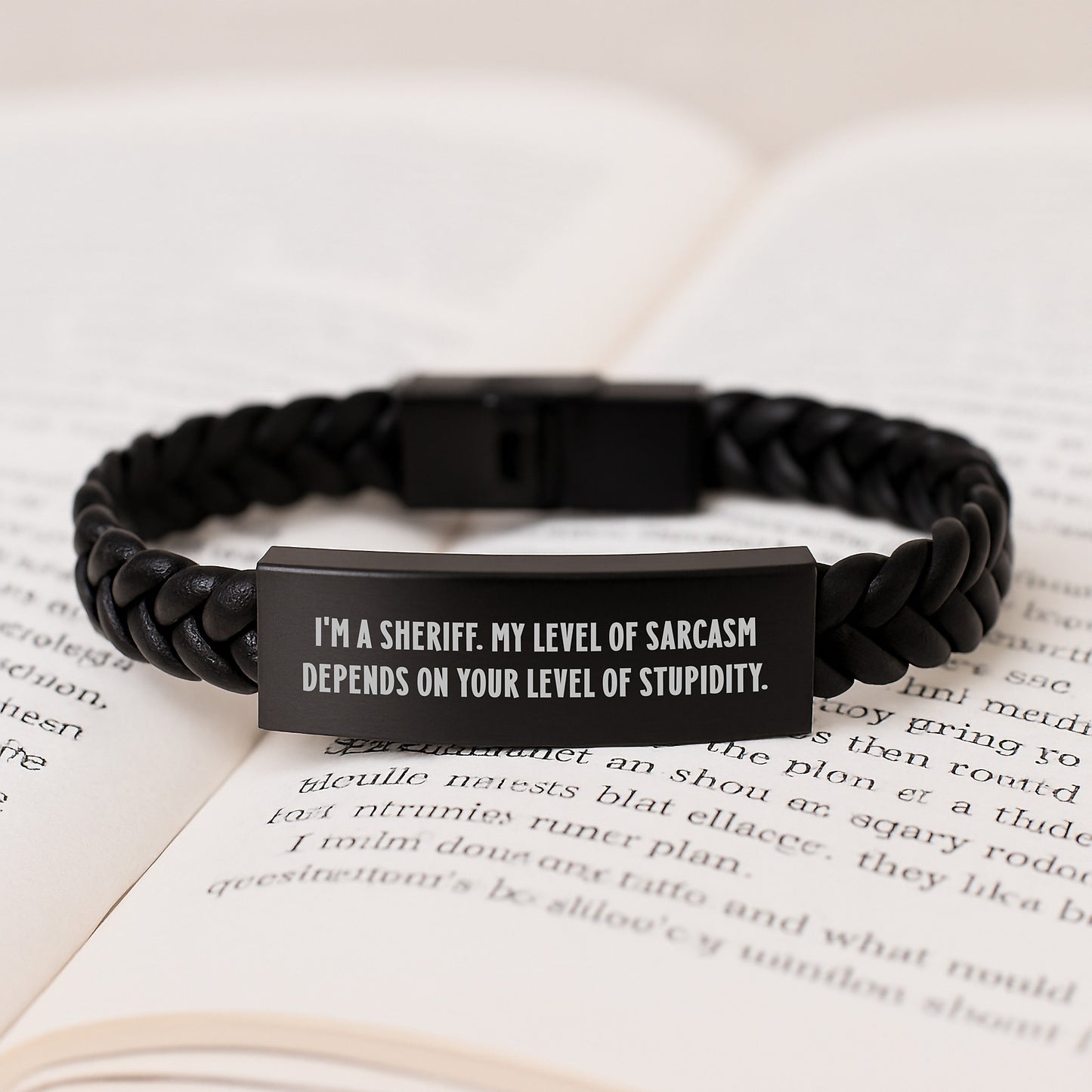 Funny Sheriff Interlaced Leather Bracelet Gifts for Men, Unique Graduation Unique Gifts from Friends to Sheriff, Sarcasm Level Dependent - Image 3