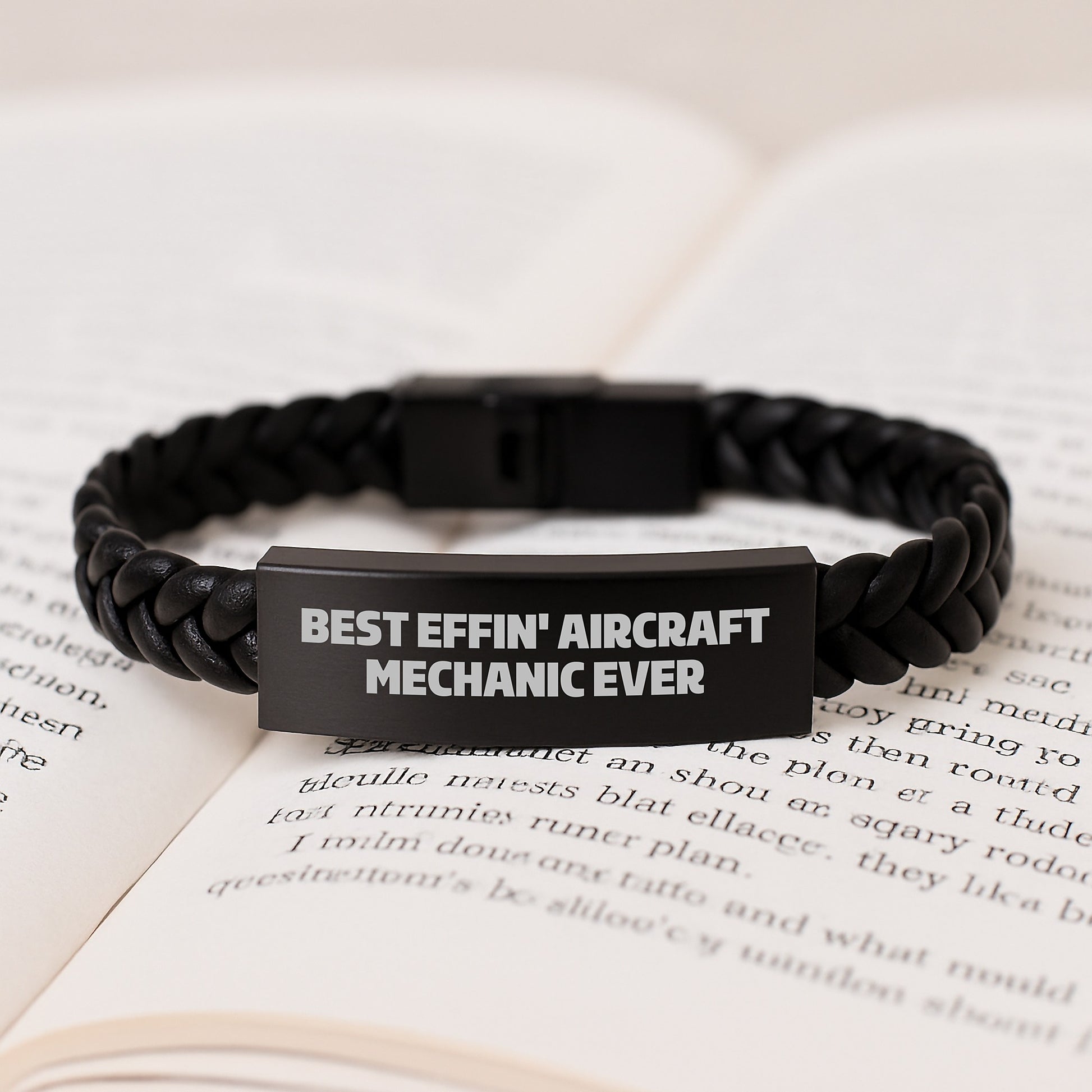 Gifts from Men to Friends - Funny Aircraft Mechanic Interlaced Leather Bracelet, Best Effin' Ever, Valentine's Unique - Image 3