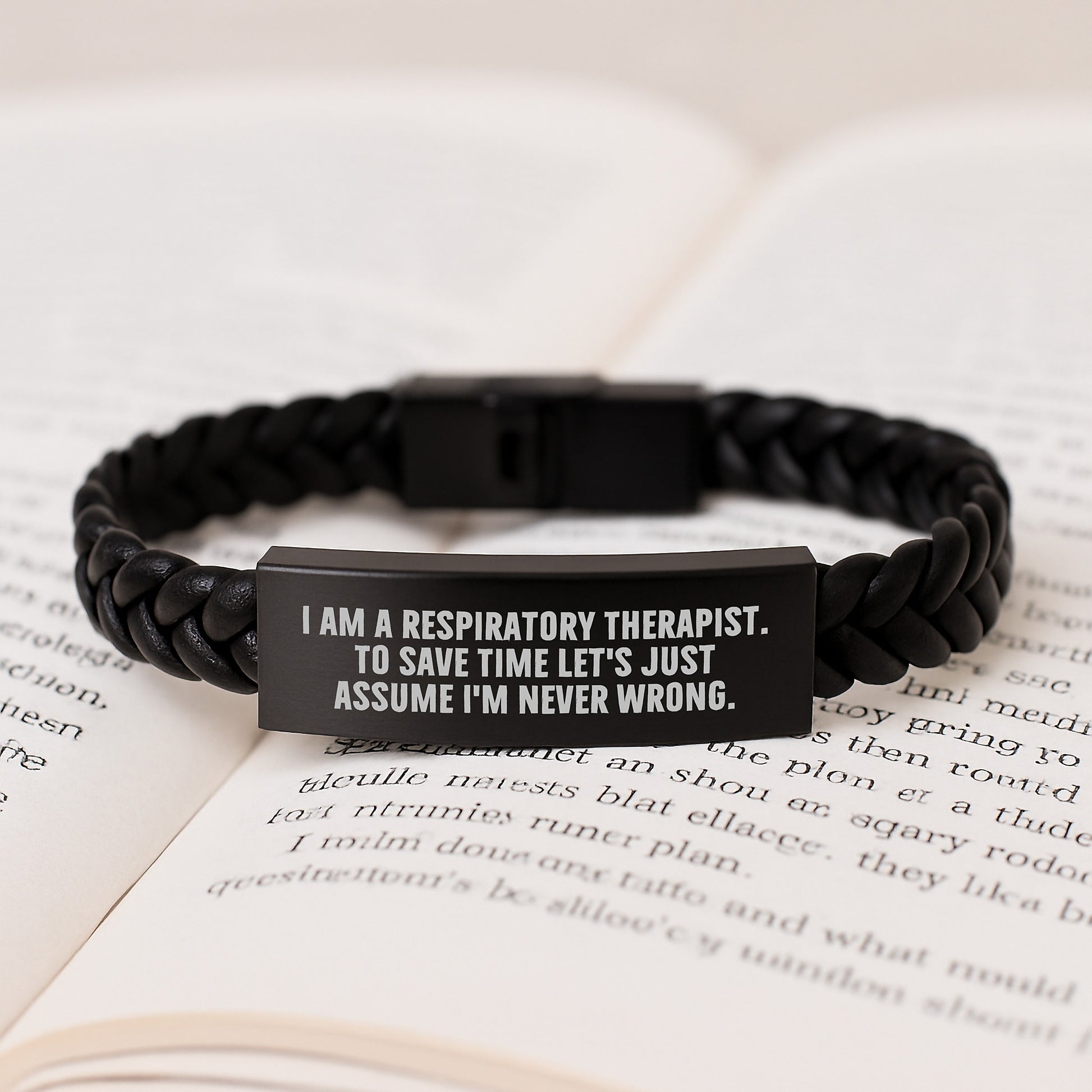 Funny Respiratory Therapist Gifts for Men, Interlaced Leather Bracelet with Stainless Steel and PU Leather, Christmas Unique Presents from Family - Image 3