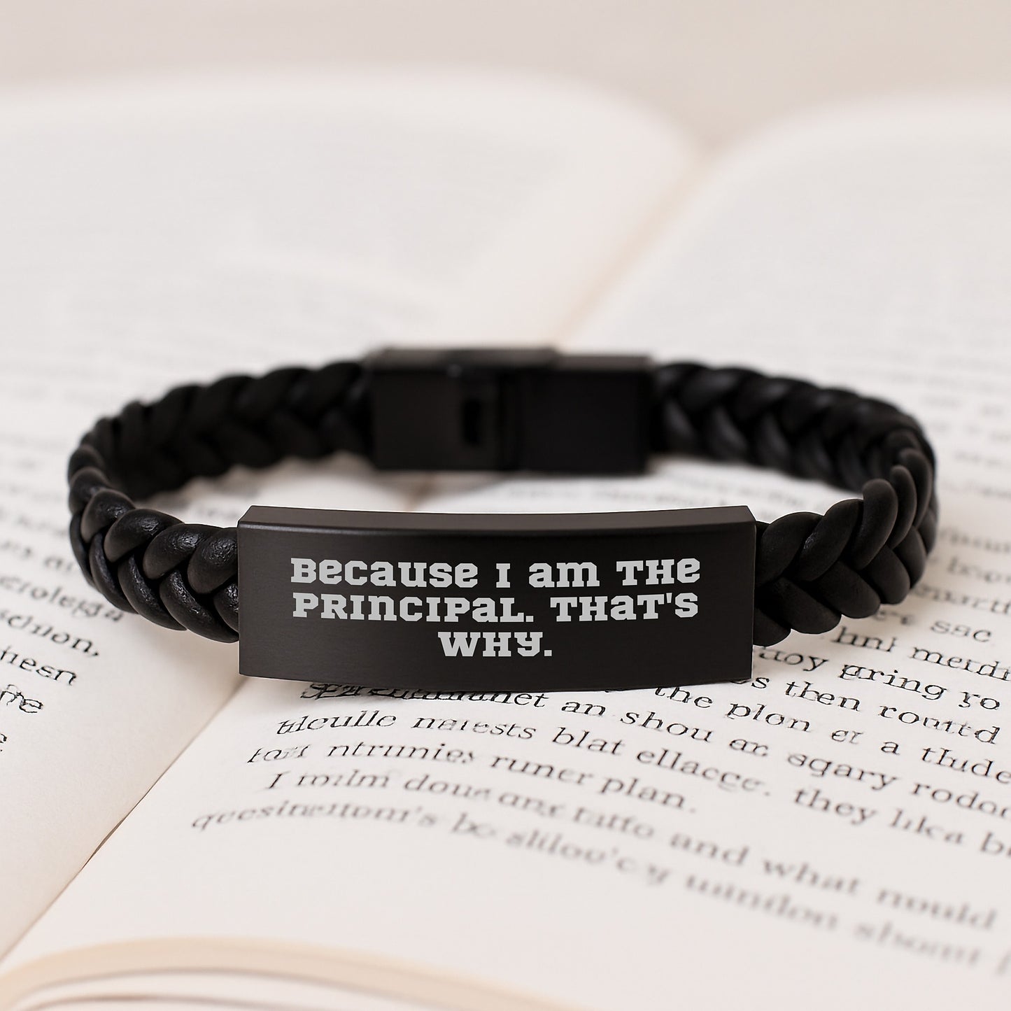 Funny Principal Gift, Interlaced Leather Bracelet for Men, Because I Am The Principal That's Why, Birthday Unique Gifts from Friends - Image 3