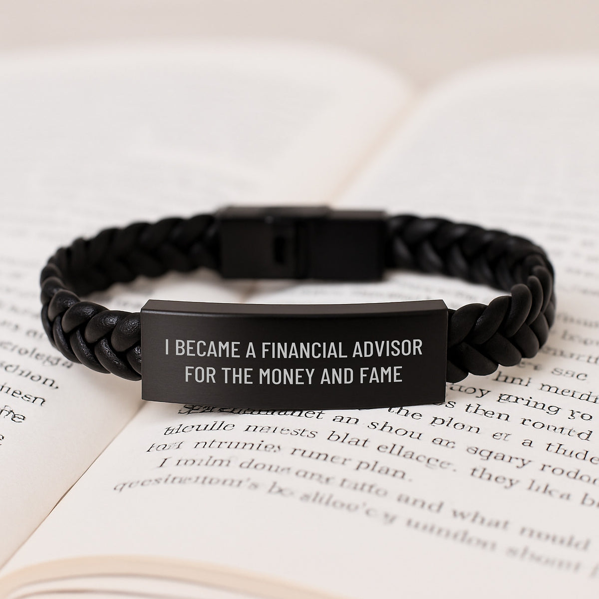 Unique Financial Advisor Gifts for Men from Friends - Interlaced Leather Bracelet with Funny Quote 'I Became A Financial Advisor For The Money And Fame' - Christmas Unique Presents - Image 3