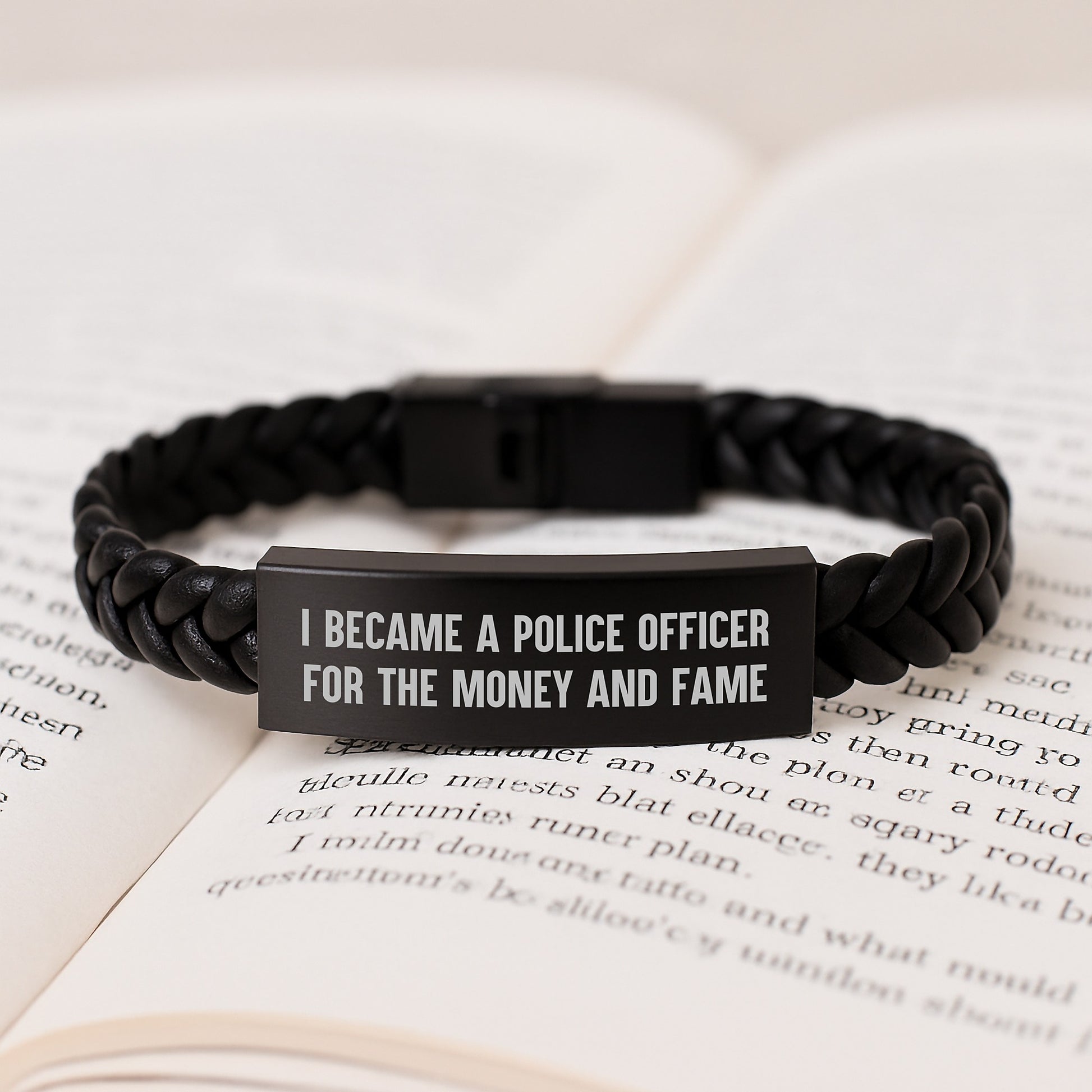 Funny Police Officer Gifts for Him Interlaced Leather Bracelet, Stainless Steel and PU Leather for Men, Unique Christmas Unique Gifts from Friends Family - Image 3