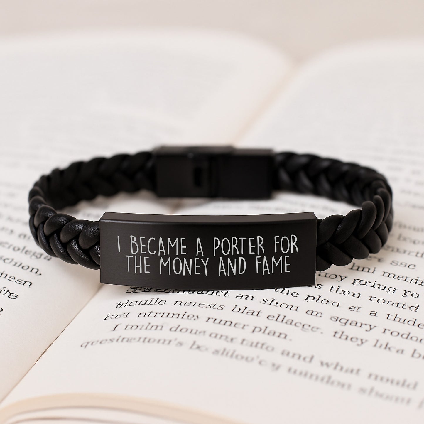 Porter Gifts from Men for Christmas Unique Interlaced Leather Bracelet with Funny Quote - Image 3
