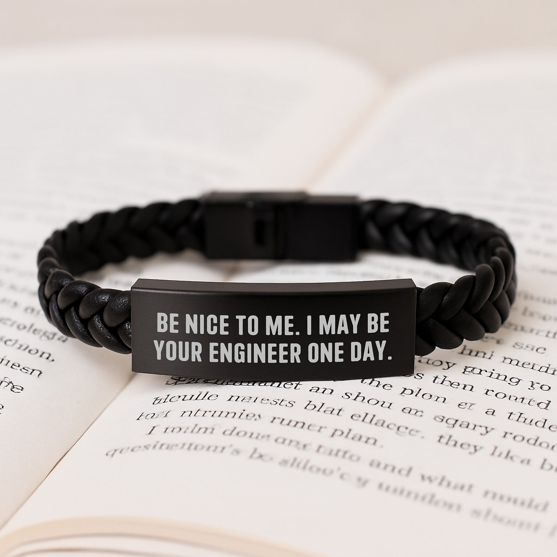 Funny Engineer Gifts from Friends, Interlaced Leather Bracelet for Men, Birthday Unique Ideas, Be Nice To Me I May Be Your Engineer One Day - Image 3