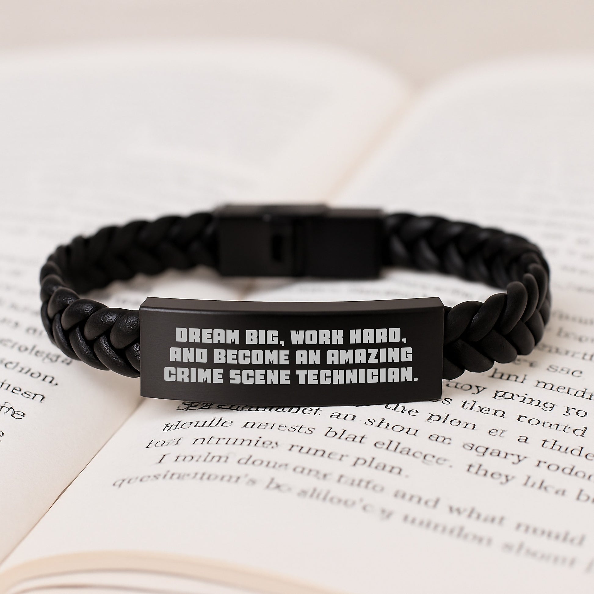 Gifts from Friends for Crime Scene Technician - Dream Big Interlaced Leather Bracelet Birthday Unique - Image 3
