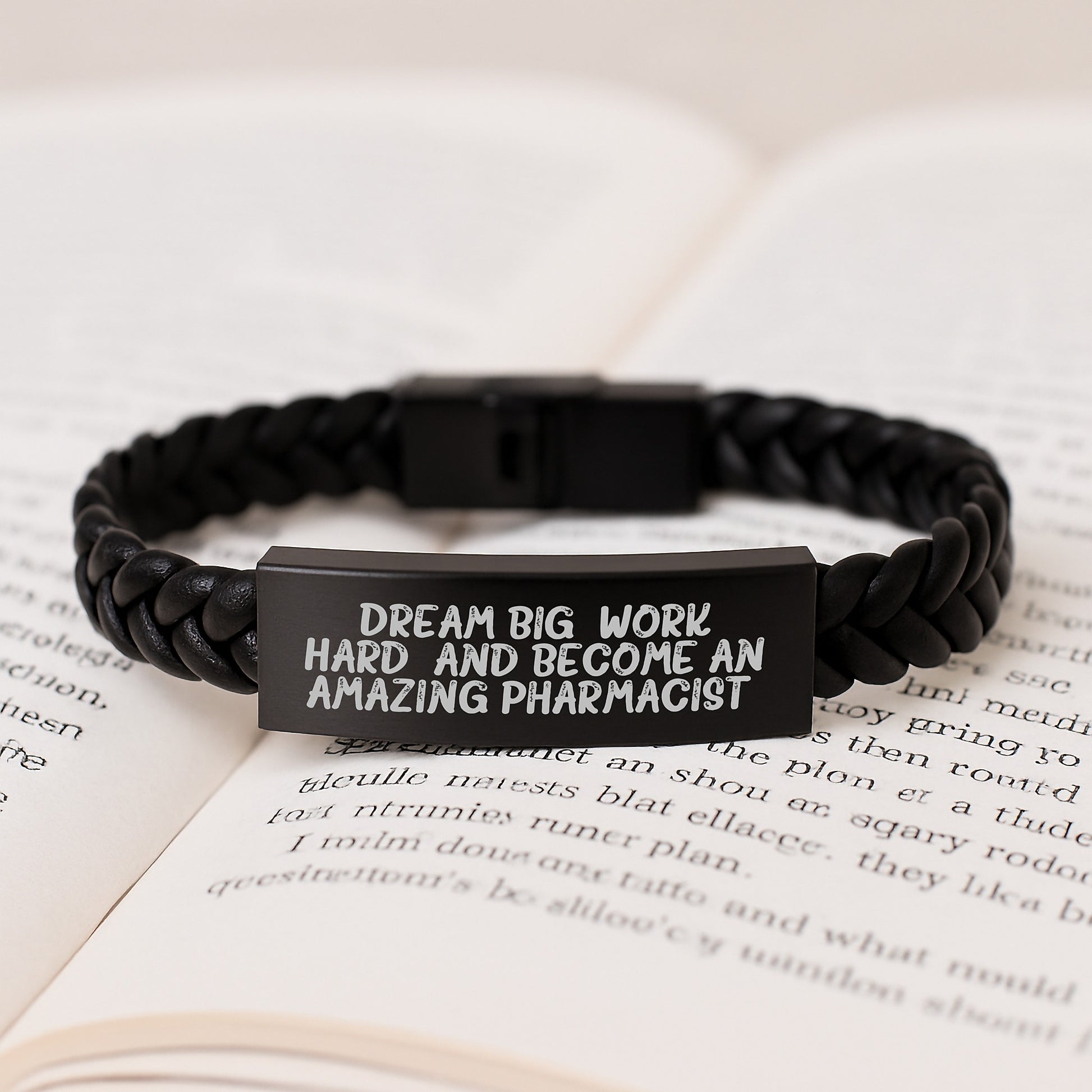 Pharmacist Gifts from Friends, Inspirational Interlaced Leather Bracelte for Graduation, 'Dream Big, Work Hard, and Become an Amazing Pharmacist.' Quote - Image 3