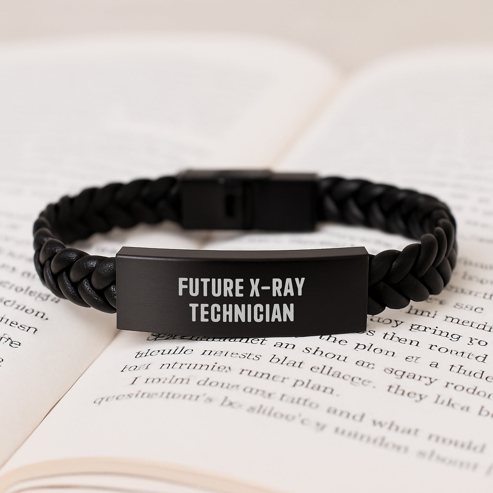 Gifts from Friends for Future X-ray Technician, Inspirational Quote Interlaced Leather Bracelet, X-ray Technician Graduation Unique Gifts, Durable Stainless Steel PU Leather - Image 3
