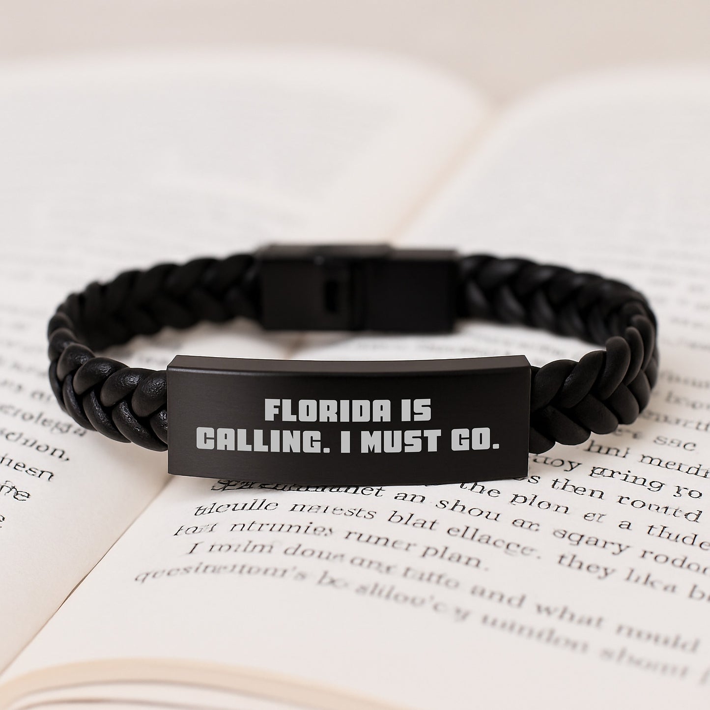 Florida Gifts for Friends Men - Interlaced Leather Bracelet, Funny Quote 'Florida Is Calling. I Must Go.' - Unique Christmas Unique Gifts from Men to Family - Image 3