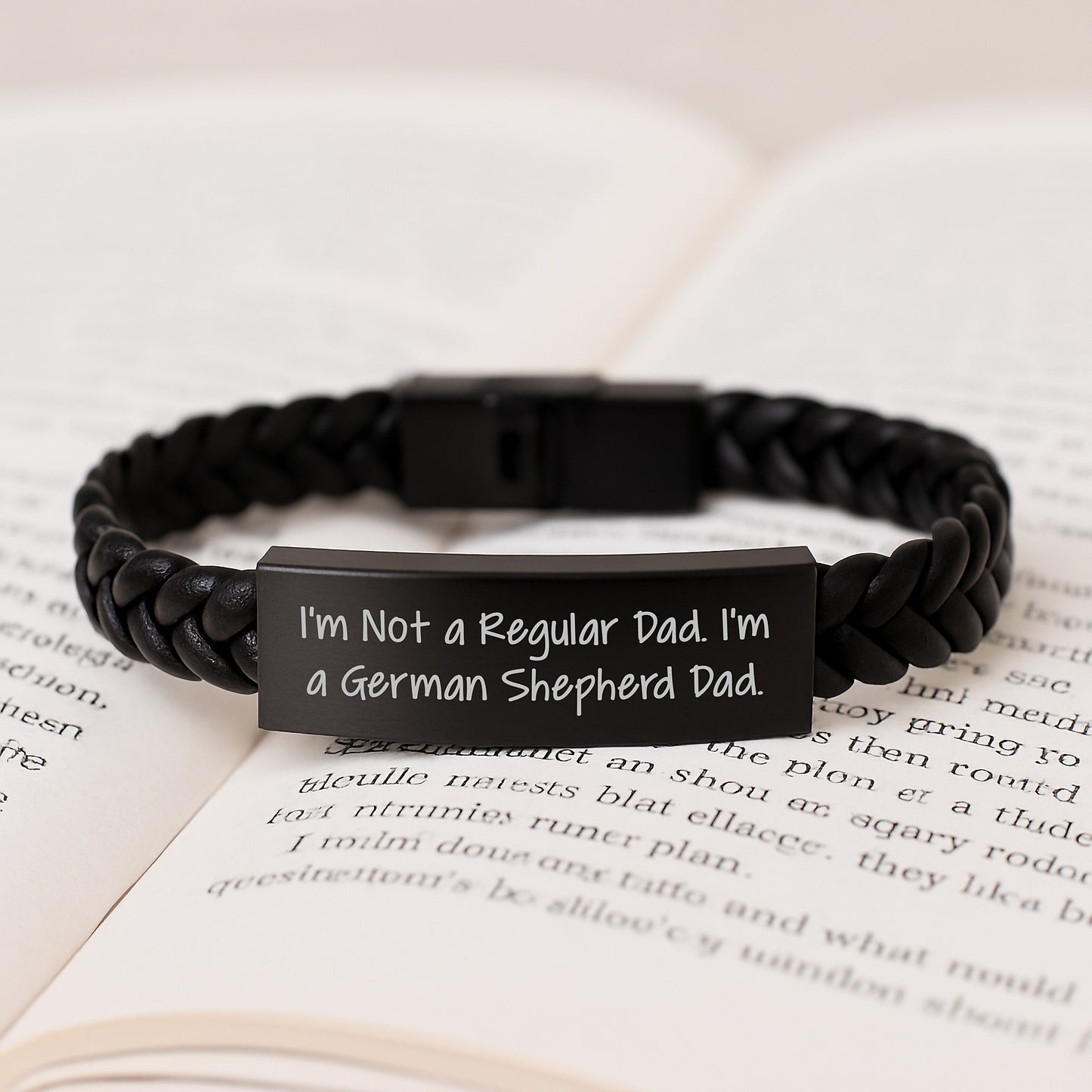 Funny German Shepherd Dog Gifts for Dad, Men, Birthday Unique Interlaced Leather Bracelet from Father to Son - Image 3