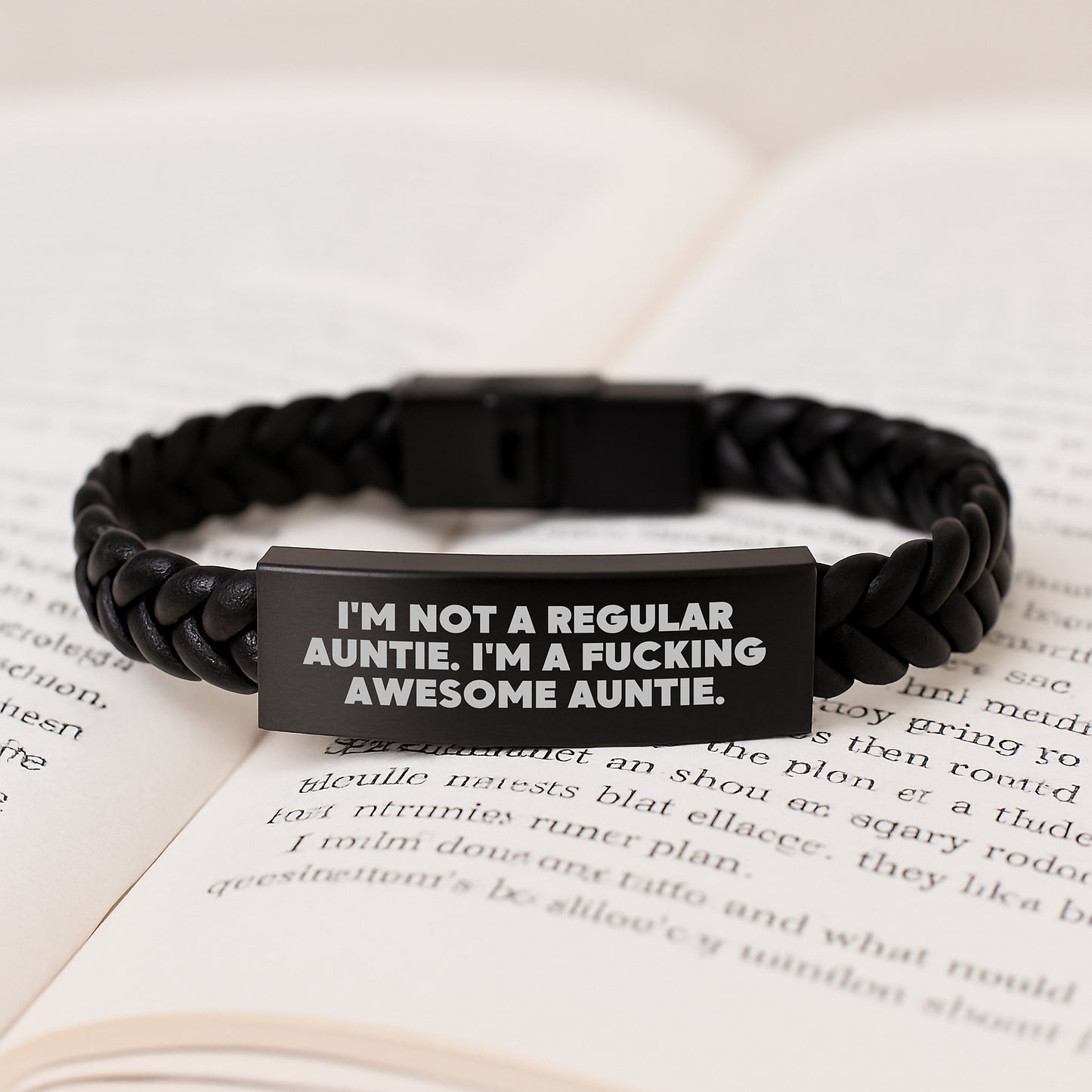 Funny Auntie Gifts - I'm Not A Regular Auntie. I'm A F--king Awesome Auntie. Interlaced Leather Bracelet for Auntie Graduation Unique Gifts from Family - Gifts for Auntie - Image 3