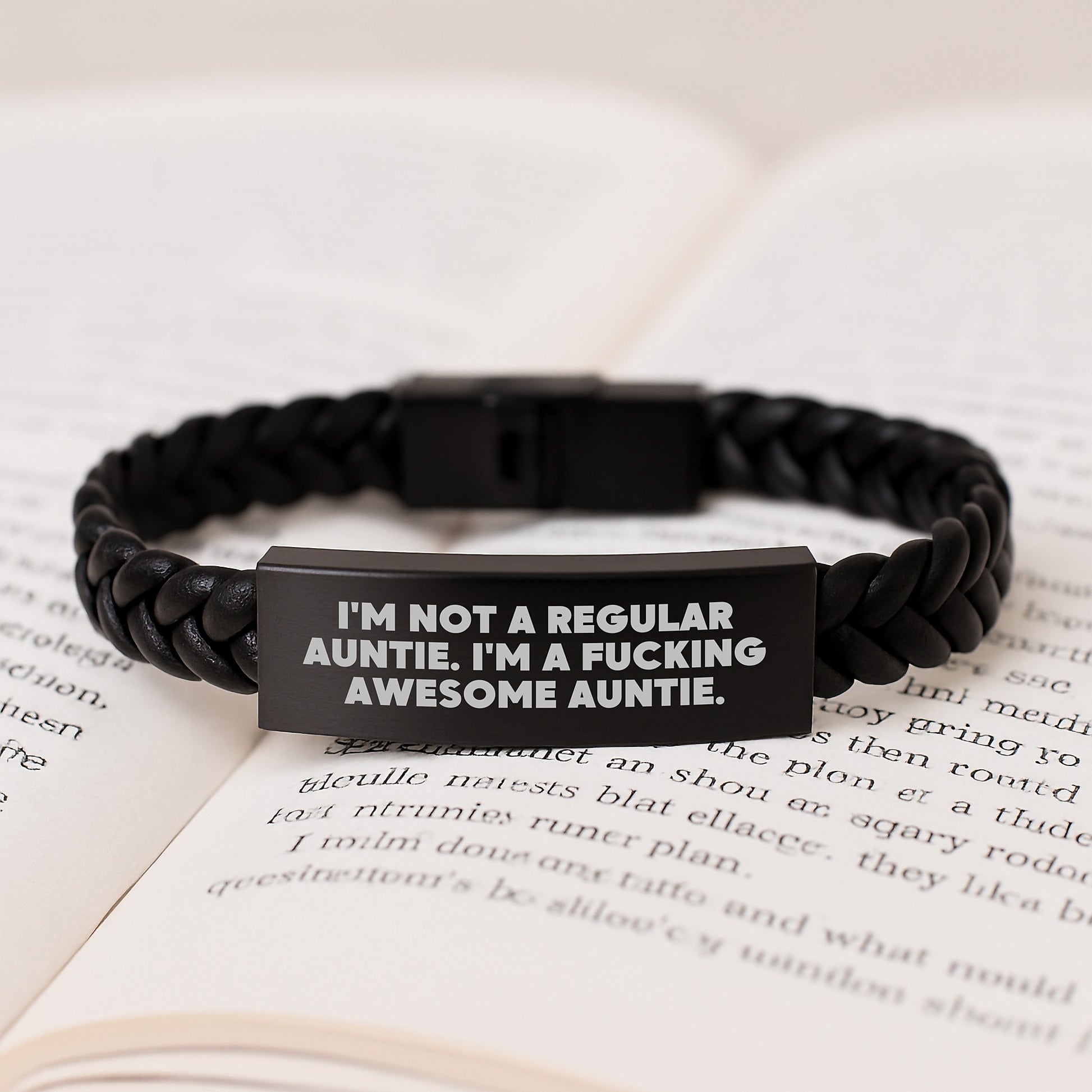 Funny Auntie Gifts - I'm Not A Regular Auntie. I'm A F--king Awesome Auntie. Interlaced Leather Bracelet for Auntie Graduation Unique Gifts from Family - Gifts for Auntie - Image 3