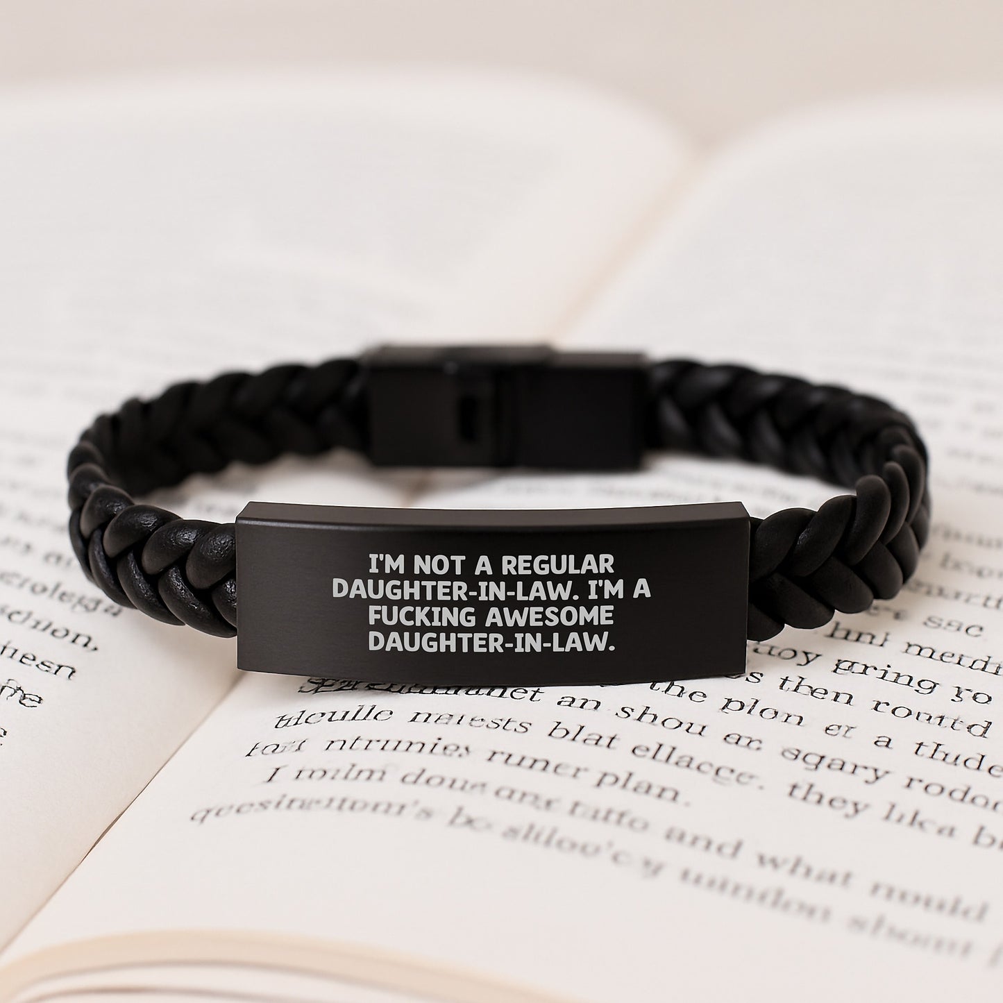 Funny Daughter-in-law Gifts from Men, Women, Family - I'm Not A Regular Daughter-in-law. I'm A F--king Awesome Daughter-in-law. Interlaced Leather Bracelet for Daughter-in-law Christmas Unique Gifts - Image 3