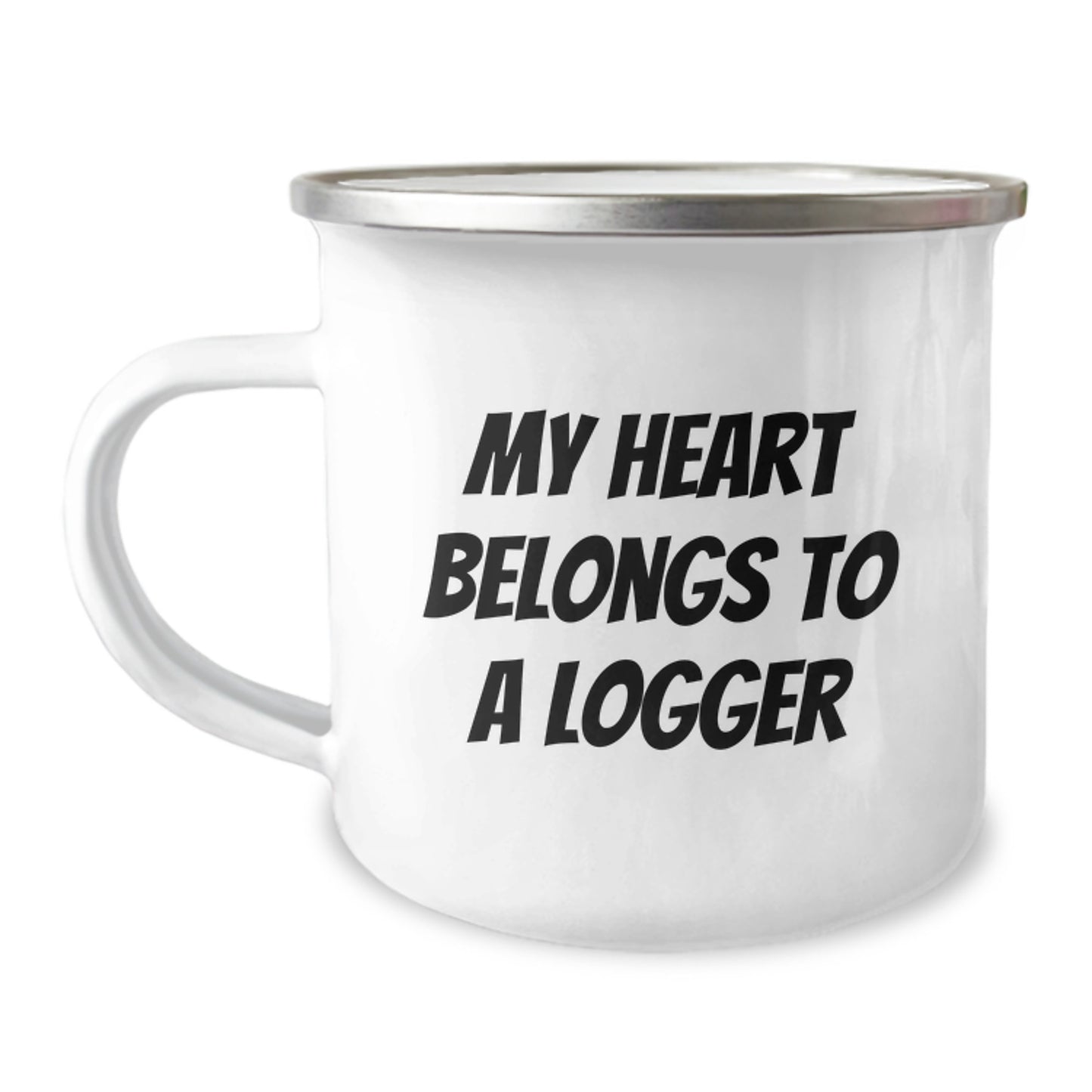 Funny Logger Gifts for Birthday, 'My Heart Belongs To A Logger' Camping Mug for Logger Enthusiasts, Unique Logger Birthday Unique Gifts from Men to Men - Image 1