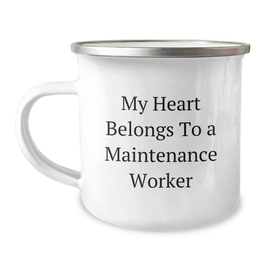 Funny Maintenance Worker Gifts for Men - My Heart Belongs To A Maintenance Worker Birthday Unique Gifts from Friends to Maintenance Worker Camping Mug - Image 1
