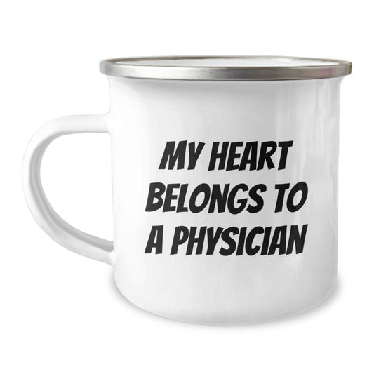 Funny Physician Love Gifts from Men to Women Christmas Unique Mugs for Doctor Friends and Family - My Heart Belongs To A Physician Stainless Steel Enamel Finish - Image 1